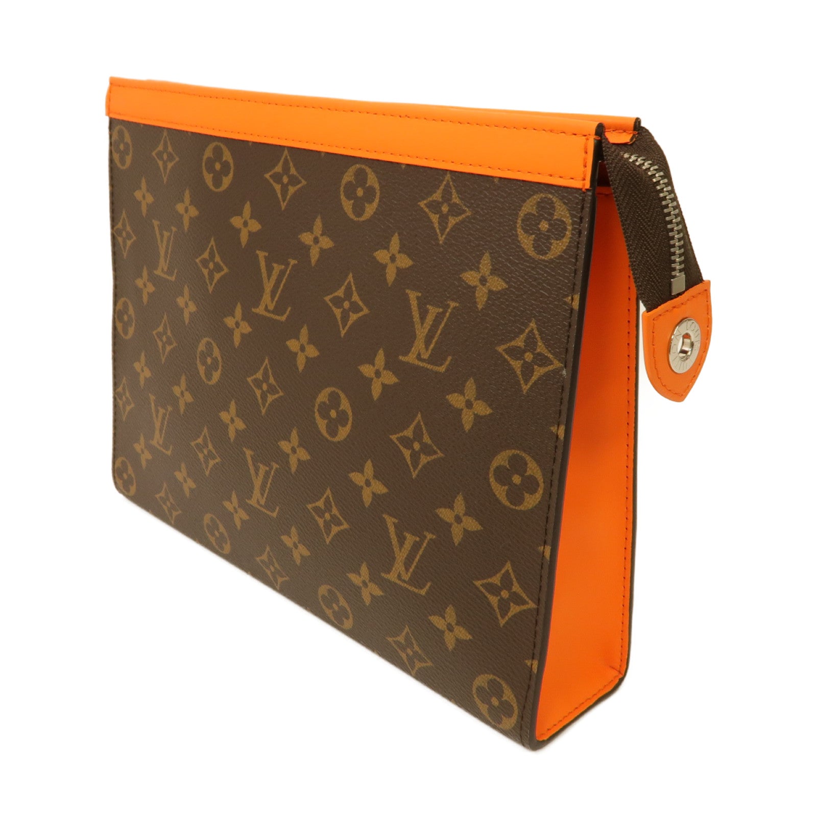 LOUIS VUITTON Monogram Pochette Voyage MM金扣手拿包棕色