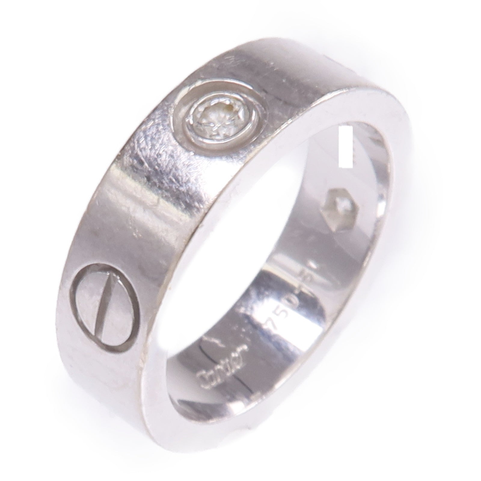 CARTIER 18K白金Love Ring 3 Diamonds鑽石戒指Cartier#51/US#5.75