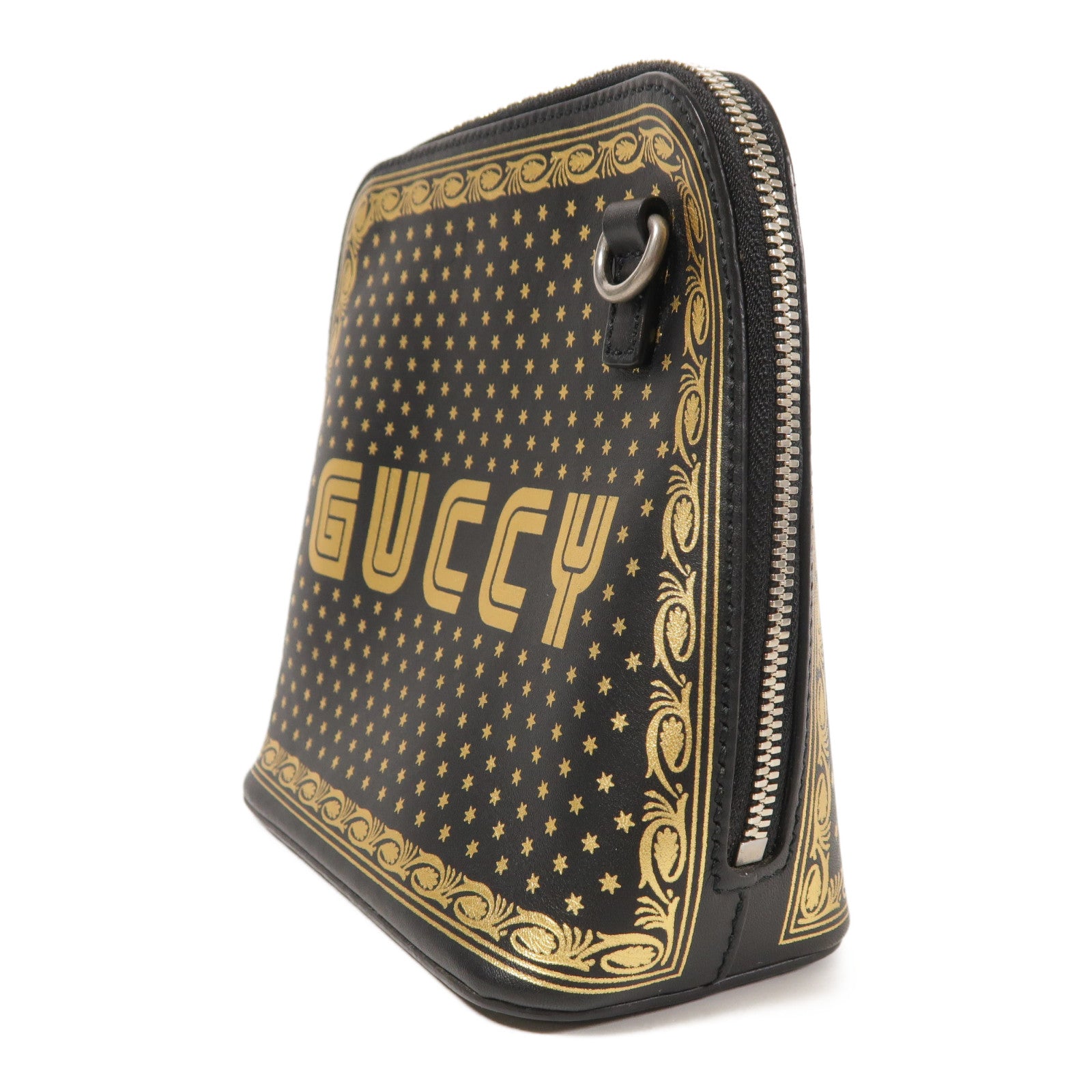 GUCCI GG Sega Mini Shoulder Bag Calfskin Leather Gold/Black