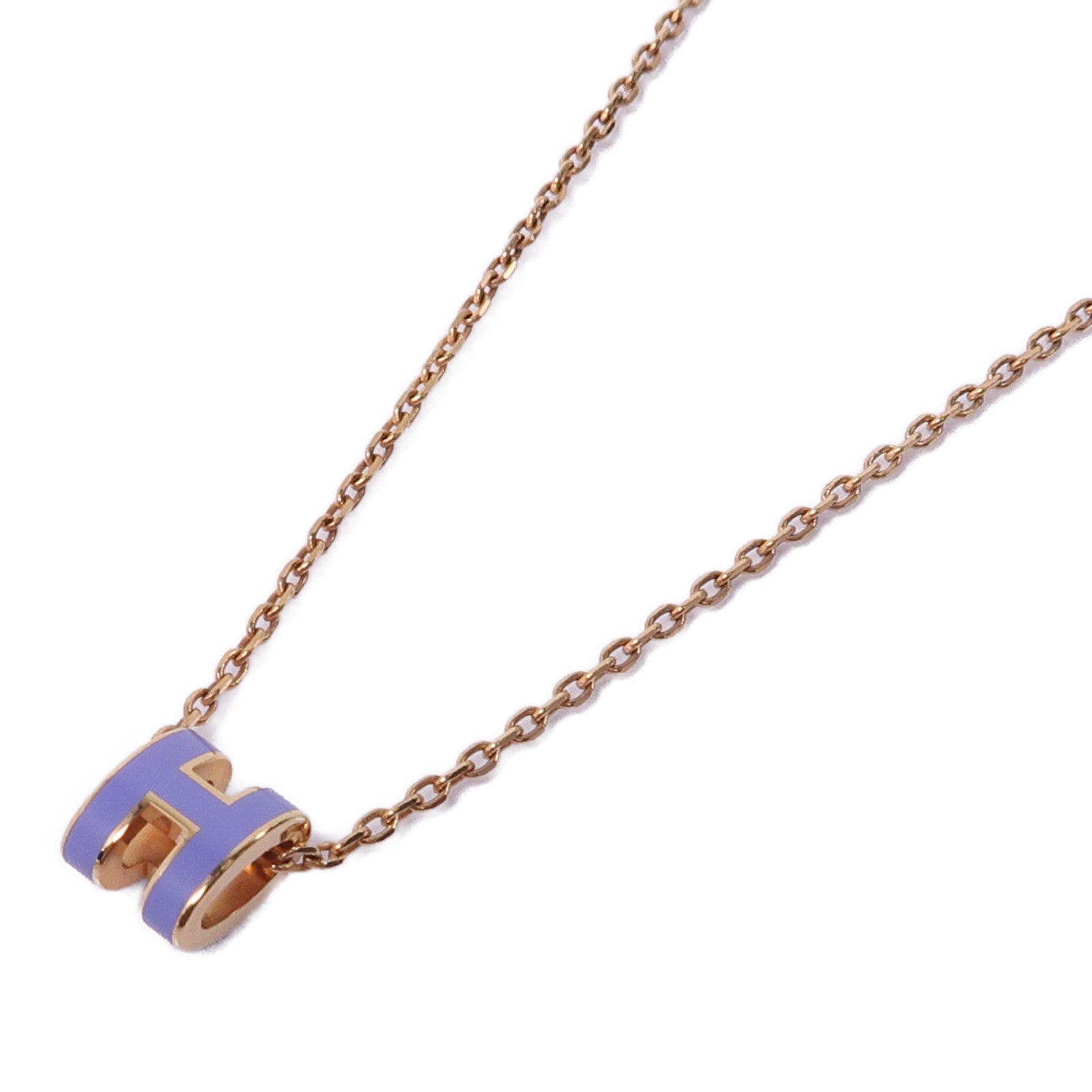 HERMES 金屬Mini Pop H Necklace項鍊紫色/金色