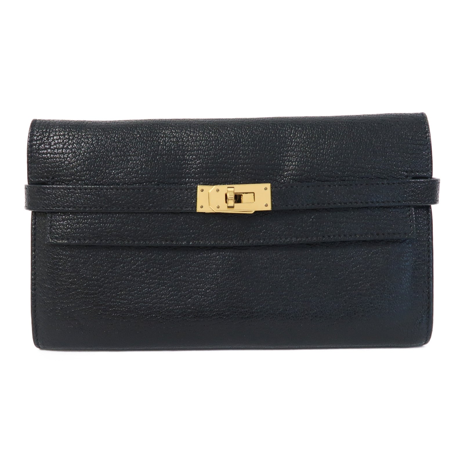 HERMES Chevre皮革Kelly Long Wallet金長錢包黑色