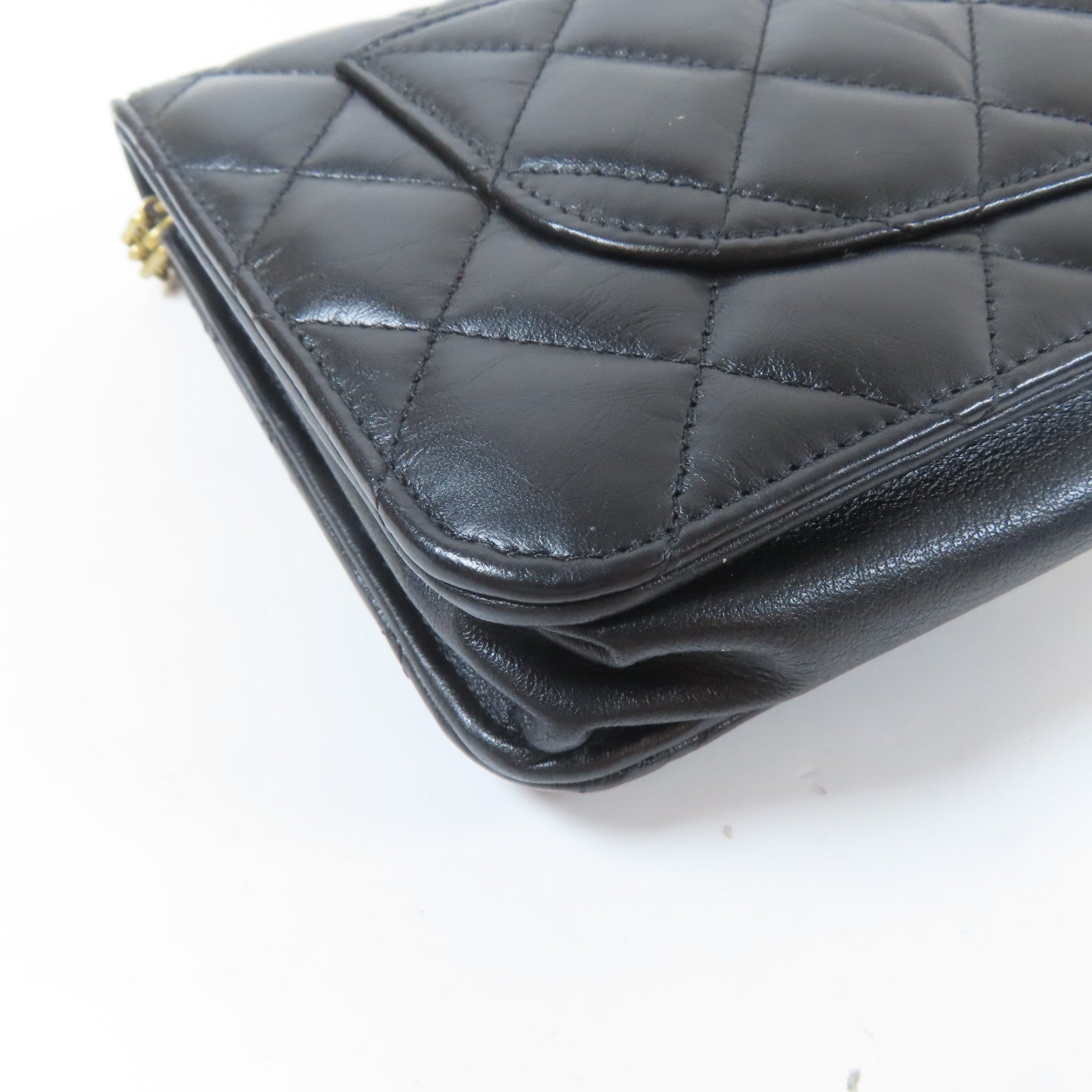 CHANEL 【激減優惠】菱格羊皮皮革2.55 Wallet On Chain金扣鏈帶肩背袋黑色