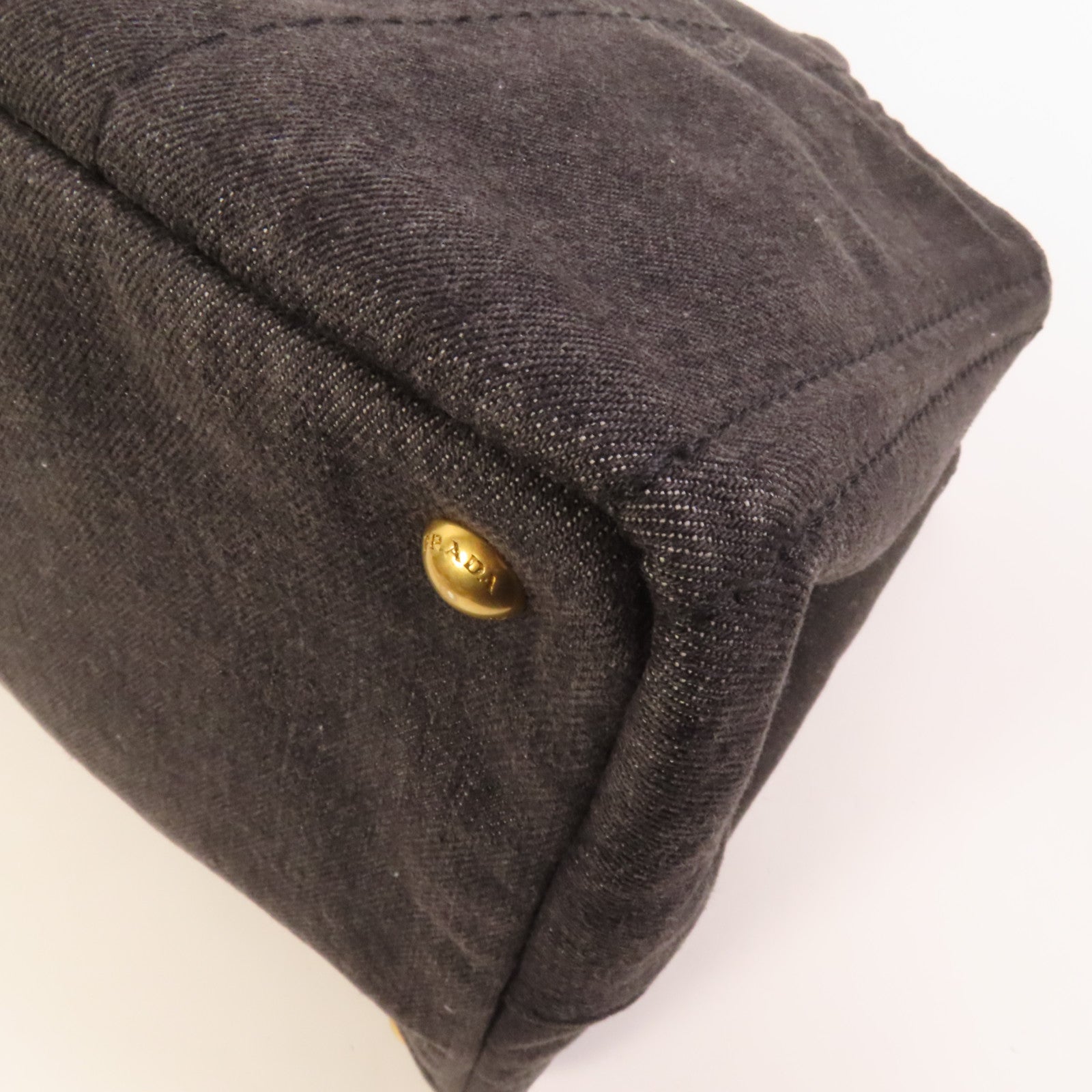 PRADA Denim Canapa金扣手挽肩背兩用袋