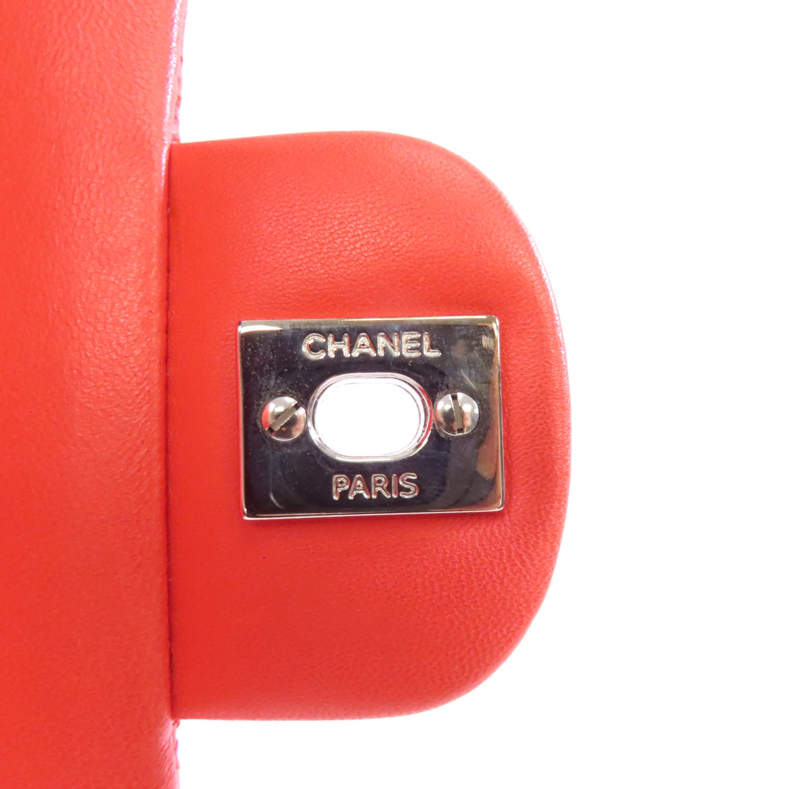 CHANEL 【激減優惠】菱格牛皮皮革Chain Shoulder銀扣鏈帶肩背袋紅色