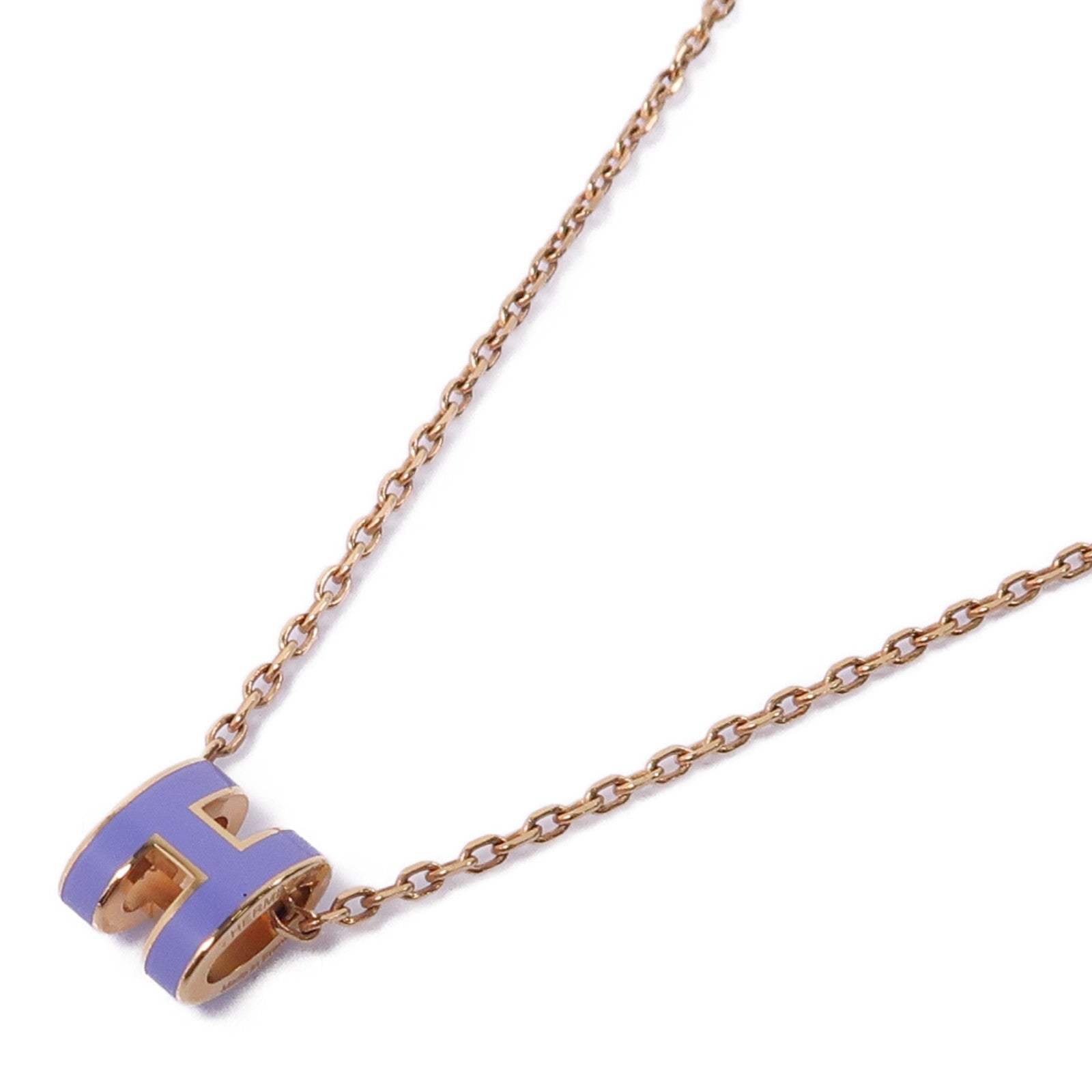 HERMES 金屬Mini Pop H Necklace項鍊紫色/金色