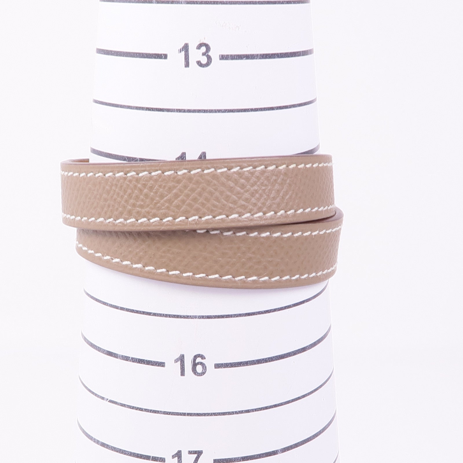 HERMES Epsom/Swift皮革Kelly Double Tour金扣手帶Etoupe