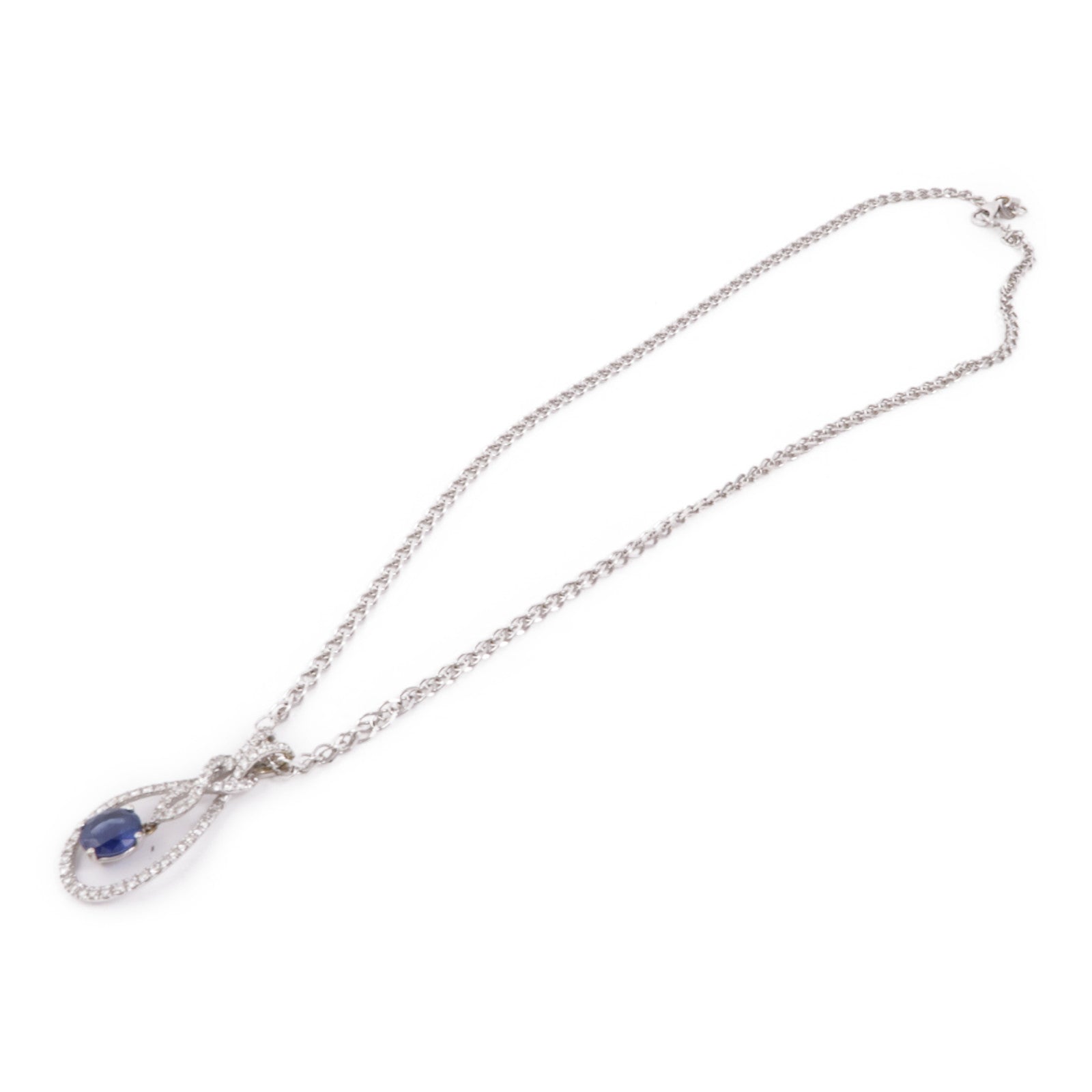 JEWELRY Sapphire Diamond Necklace 18K White Gold