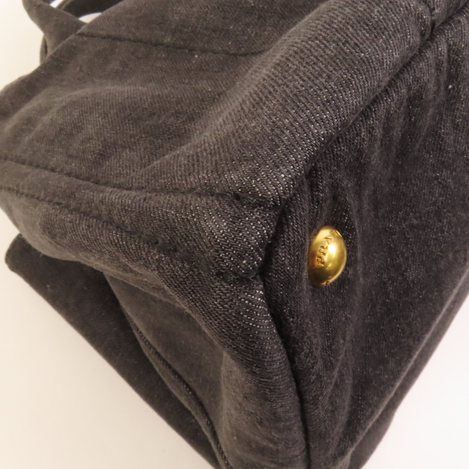 PRADA Denim Canapa金扣手挽肩背兩用袋