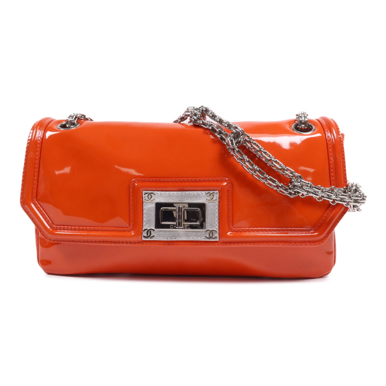 CHANEL 【激減優惠】漆皮皮革Chain Shoulder Bag銀扣肩背袋