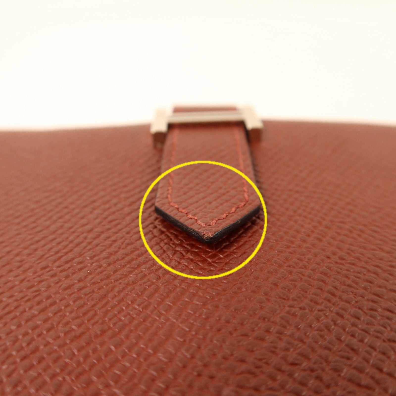 HERMES Epsom皮革Bearn Compact Wallet銀扣錢包Rouge/Rouge Mayen