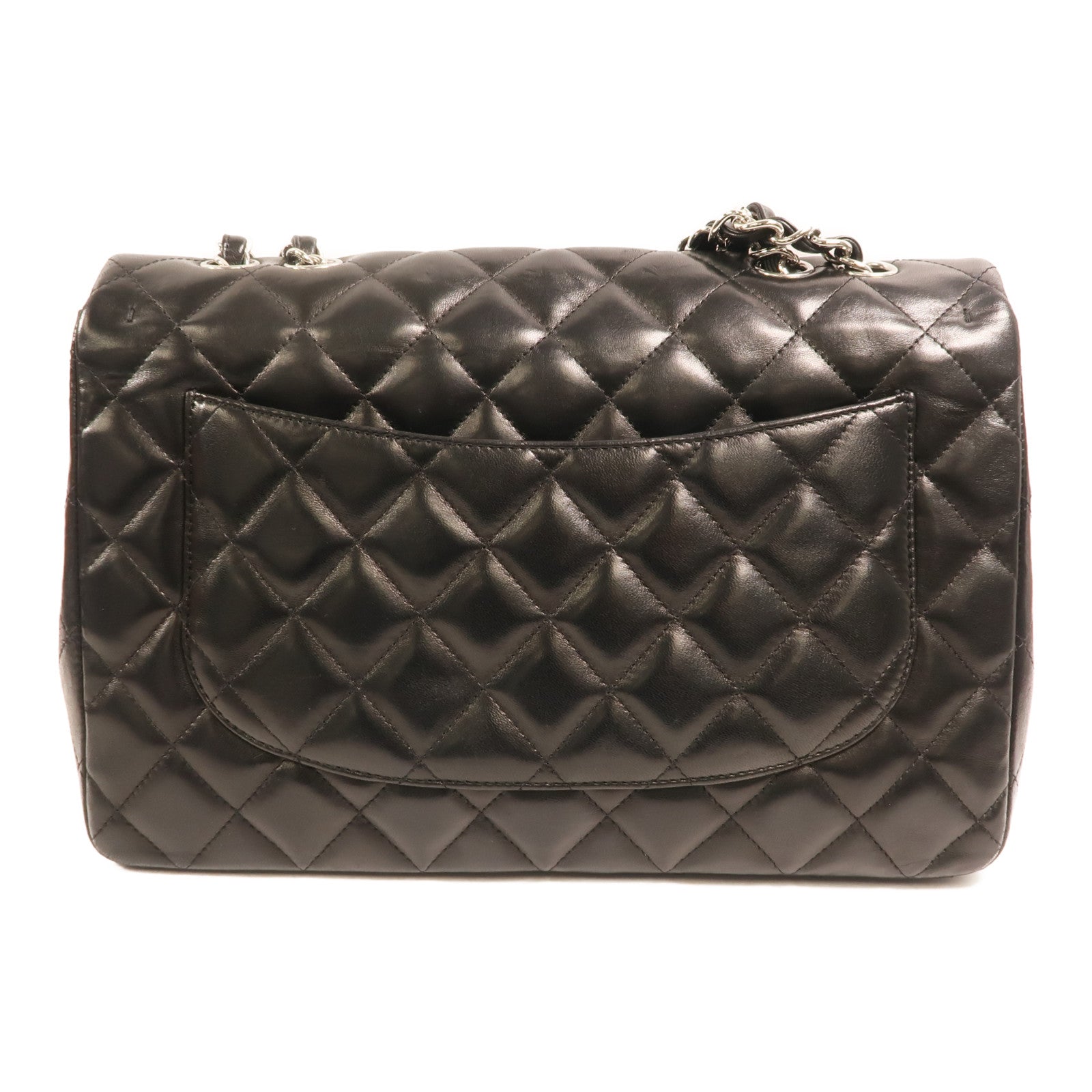 CHANEL 羊皮皮革Large Classic銀扣鏈帶肩背袋