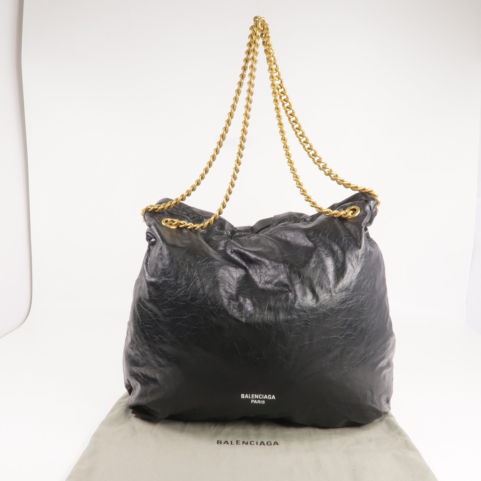 BALENCIAGA 牛皮皮革Crush Bag金扣鏈帶肩背袋