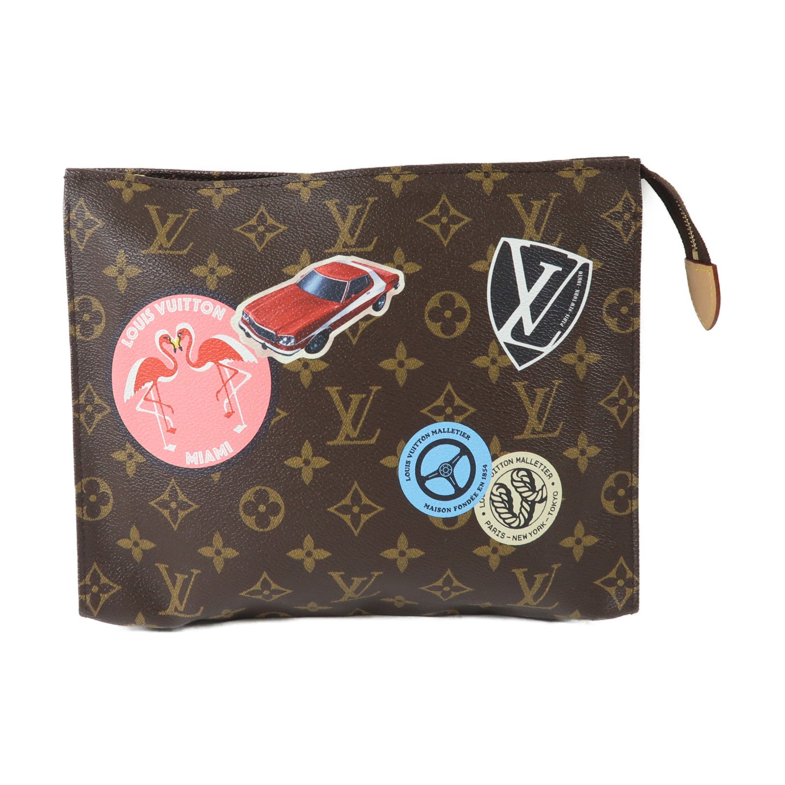 LOUIS VUITTON Monogram Poche Toilette 26金扣手拿包棕色