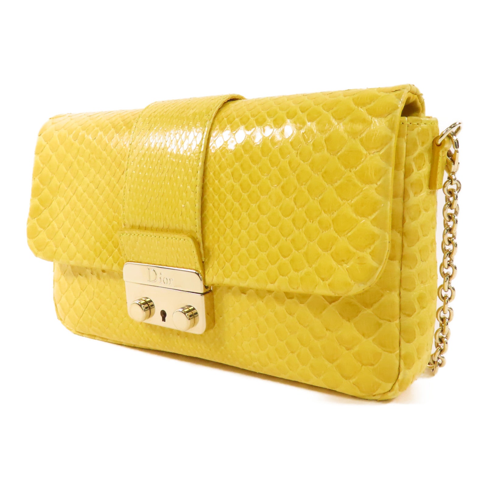 Dior 蛇皮皮革New Lock金扣鏈帶肩背袋