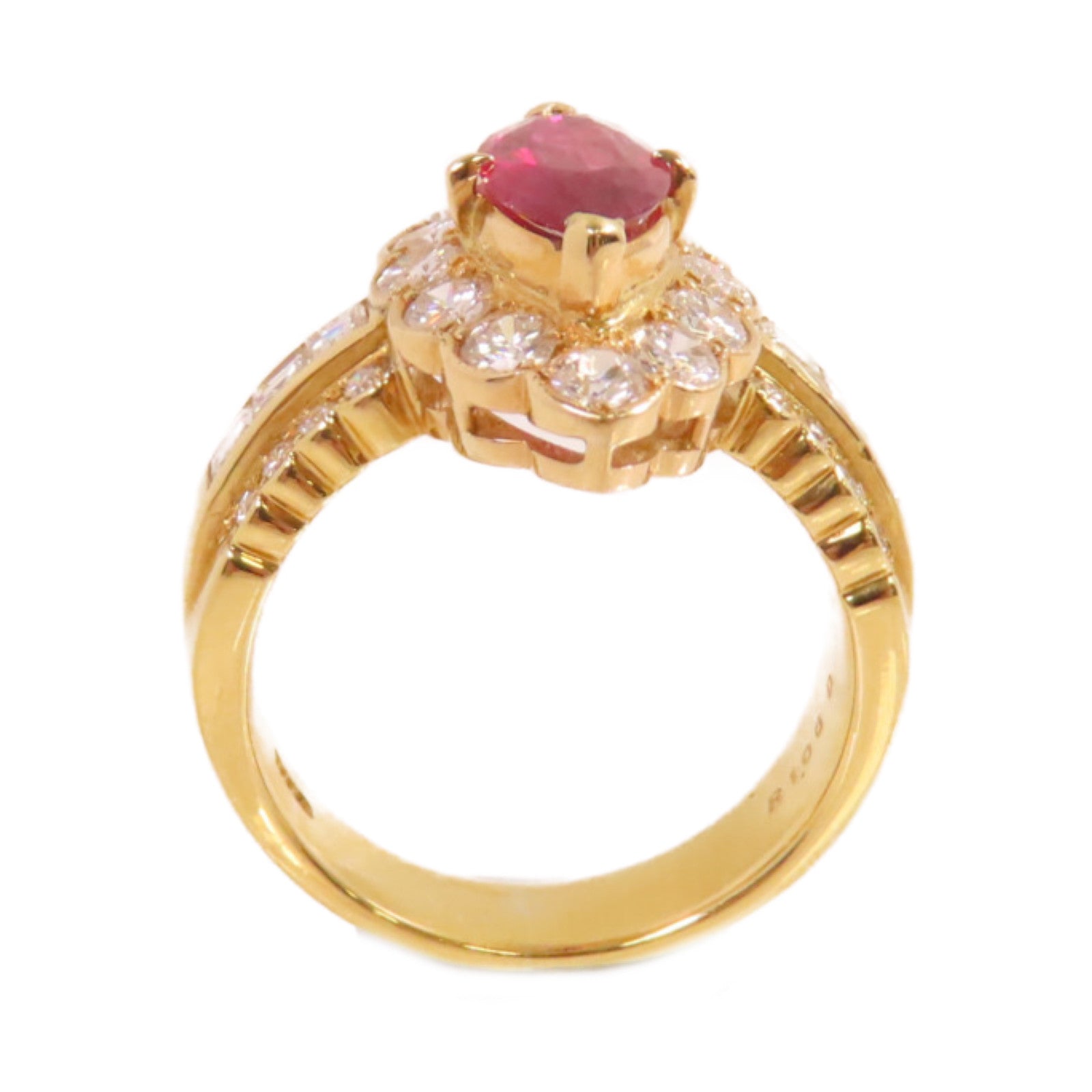 JEWELRY 【激減優惠】18K黃金/1.06ct紅寶石/1.09ct鑚石Ruby Diamond Ring戒指US#5.75