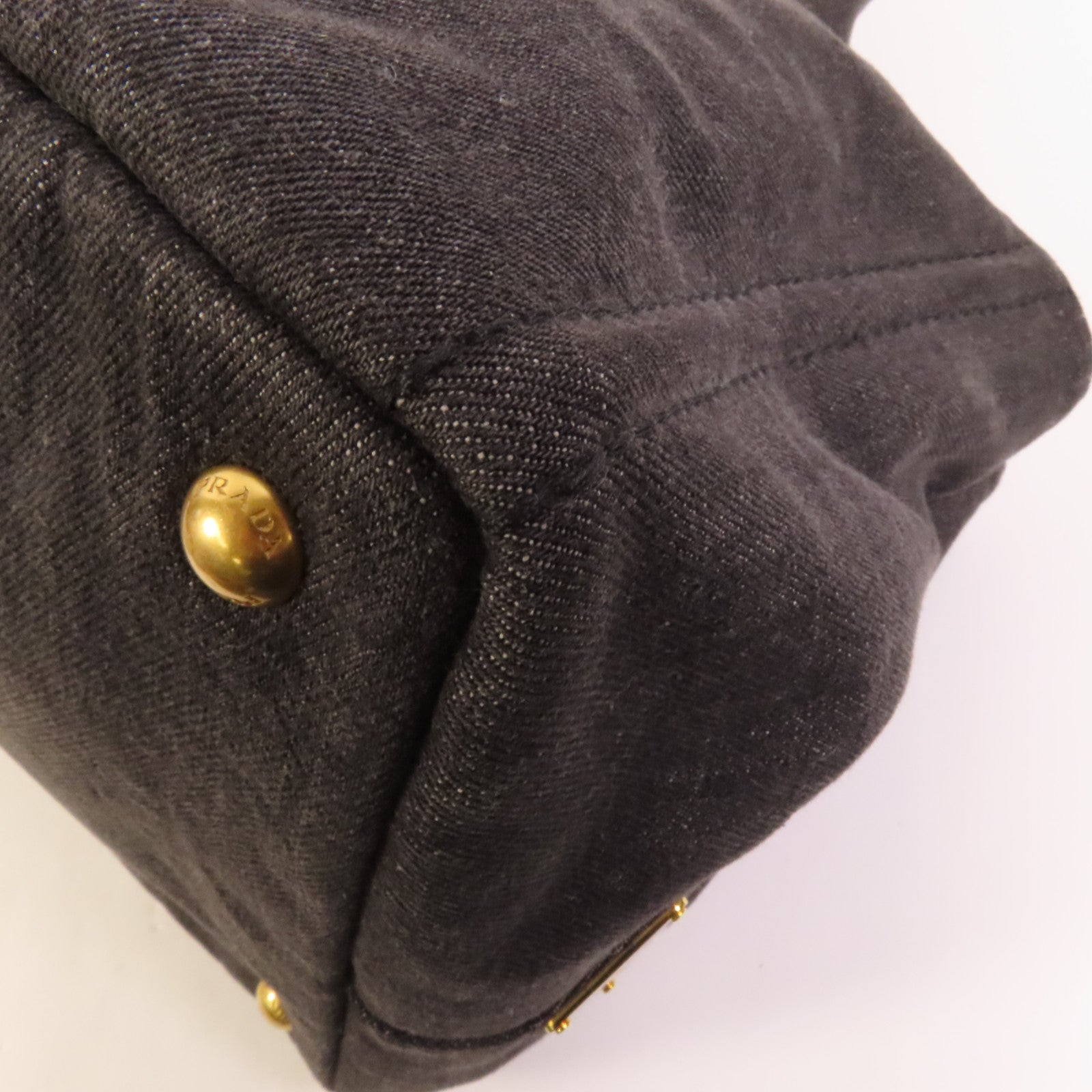 PRADA Denim Canapa金扣手挽肩背兩用袋