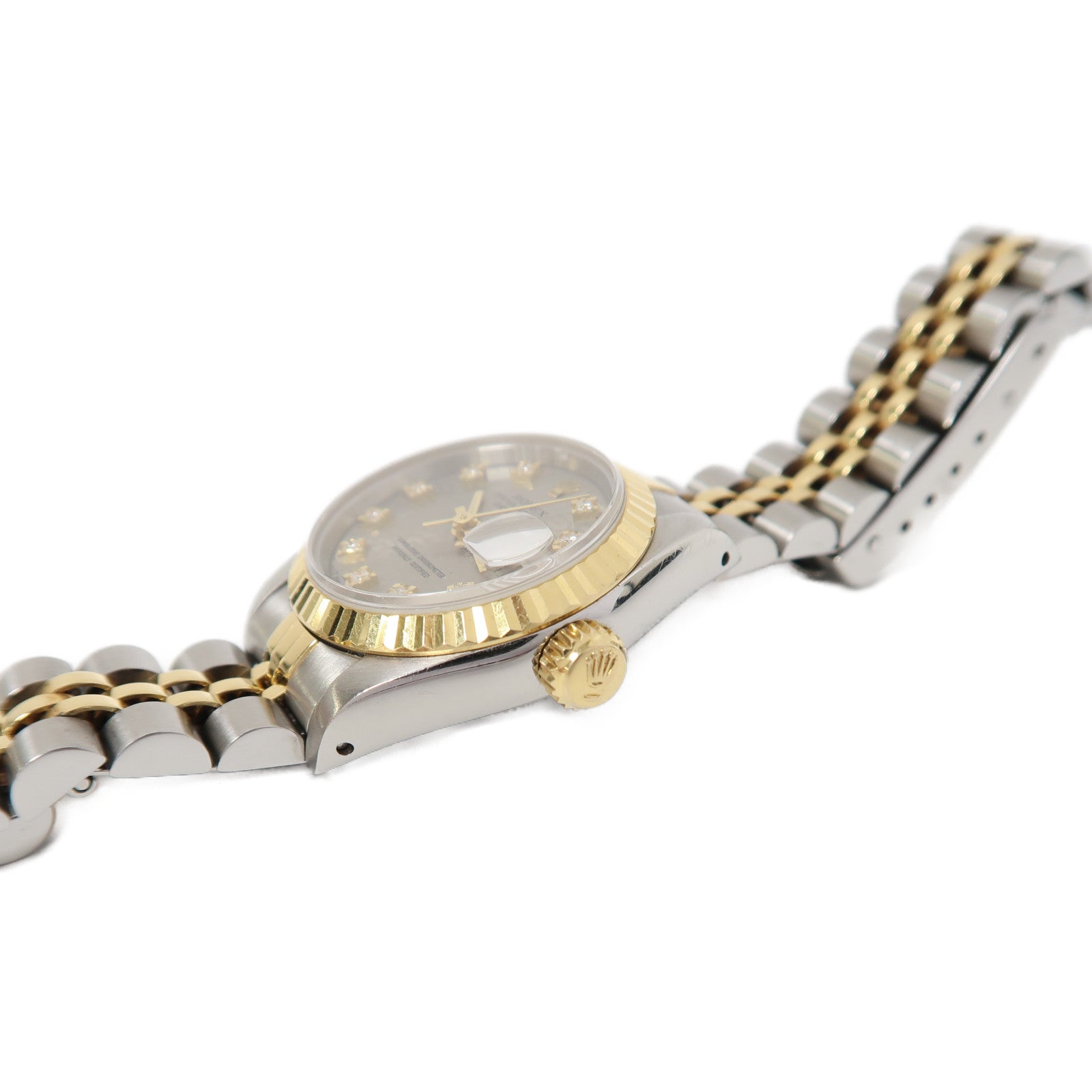 ROLEX Lady Datejust 18K黃金/不鏽鋼手錶自動機芯銀色