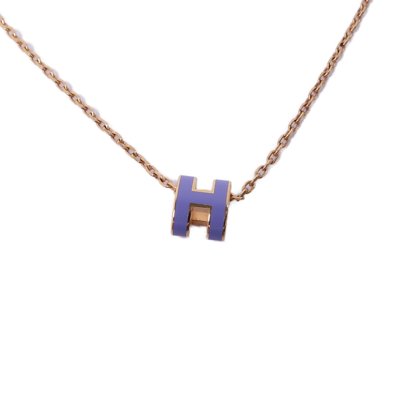 HERMES 金屬Mini Pop H Necklace項鍊紫色/金色