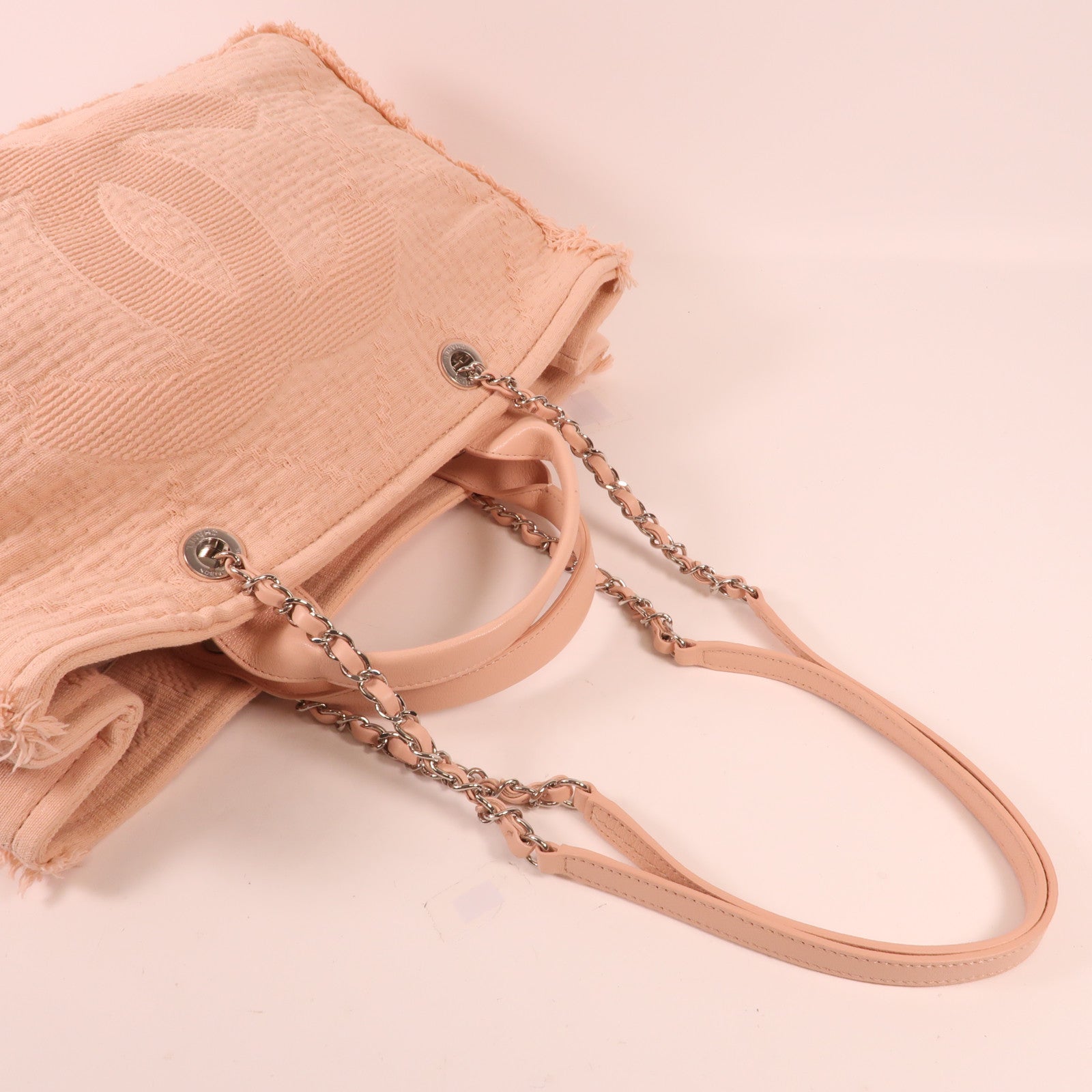 CHANEL 帆布2way Shoulderbag銀扣手挽肩背兩用袋