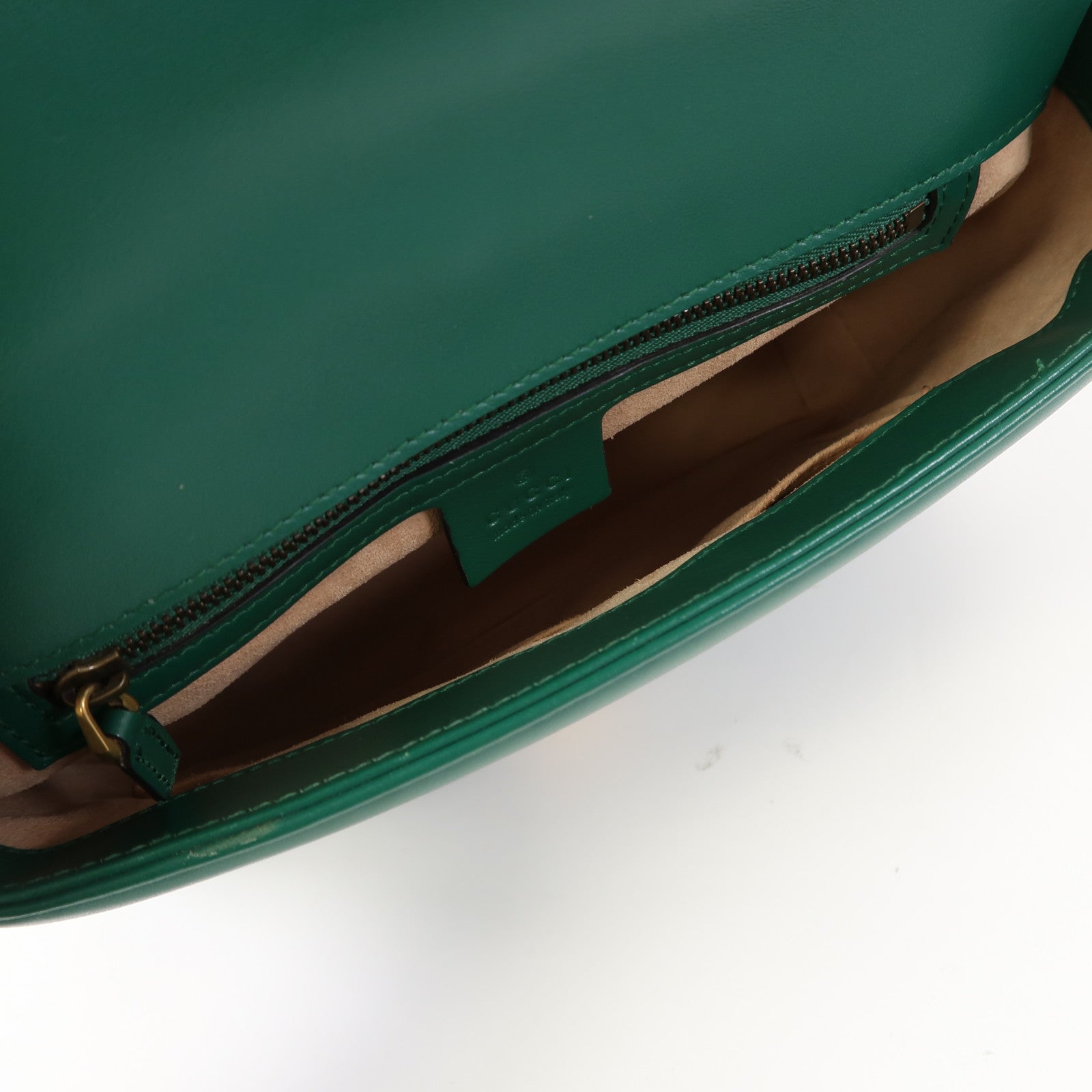 GUCCI 牛皮皮革GG Marmont Small Top Handle金扣手挽肩背兩用袋綠色