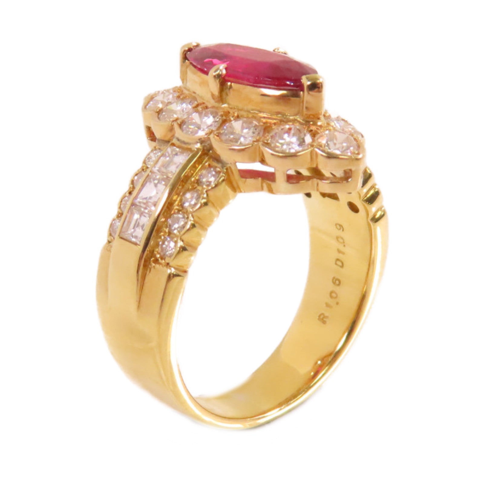 JEWELRY 【激減優惠】18K黃金/1.06ct紅寶石/1.09ct鑚石Ruby Diamond Ring戒指US#5.75