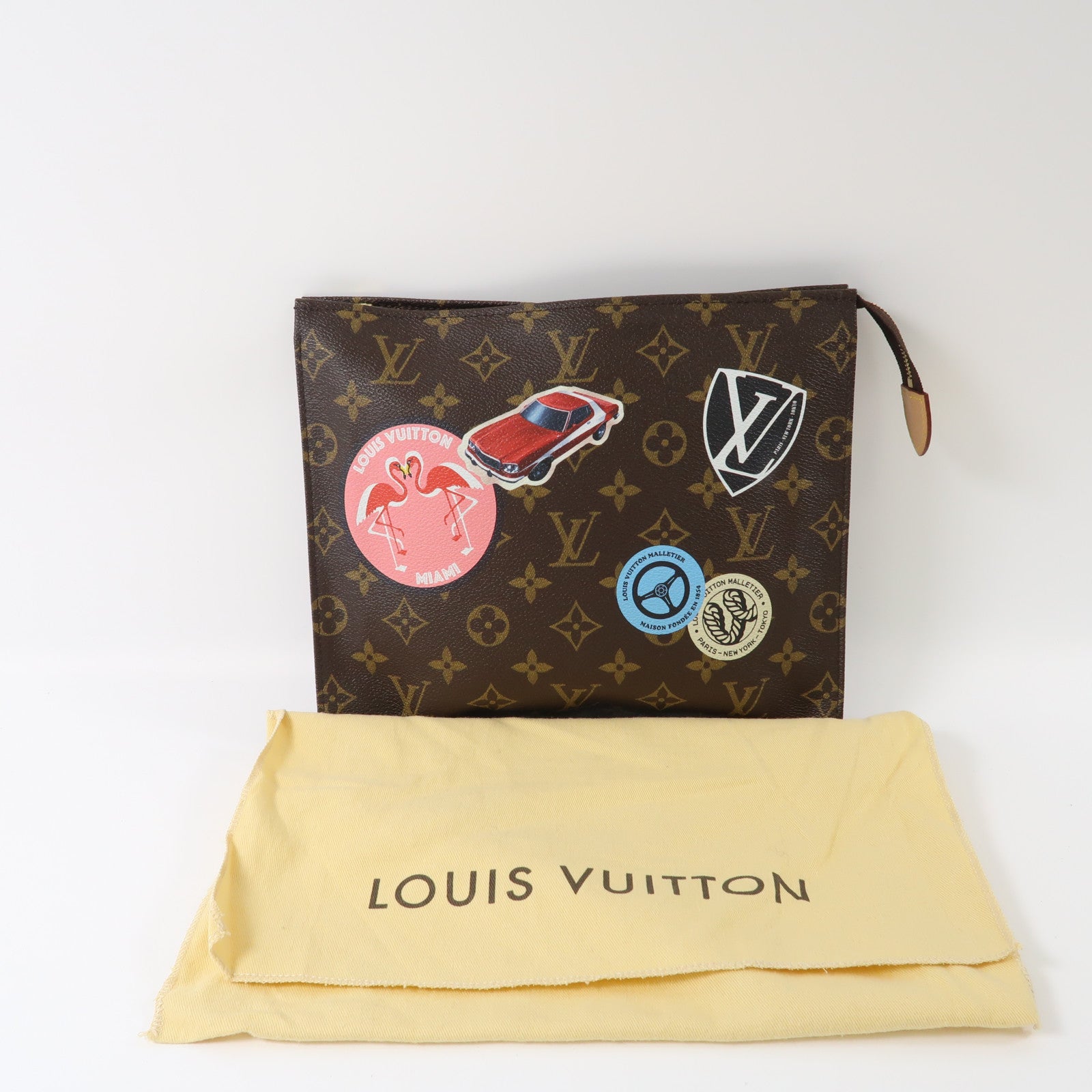 LOUIS VUITTON Monogram Poche Toilette 26金扣手拿包棕色