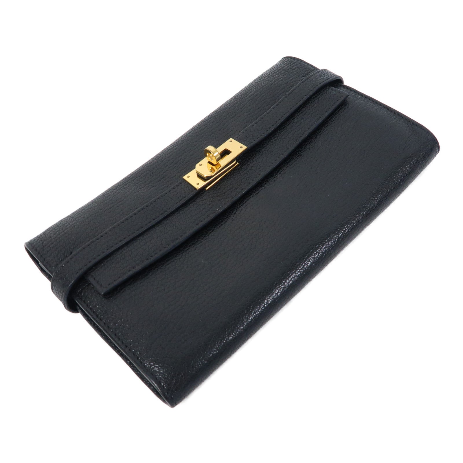 HERMES Chevre皮革Kelly Long Wallet金長錢包黑色