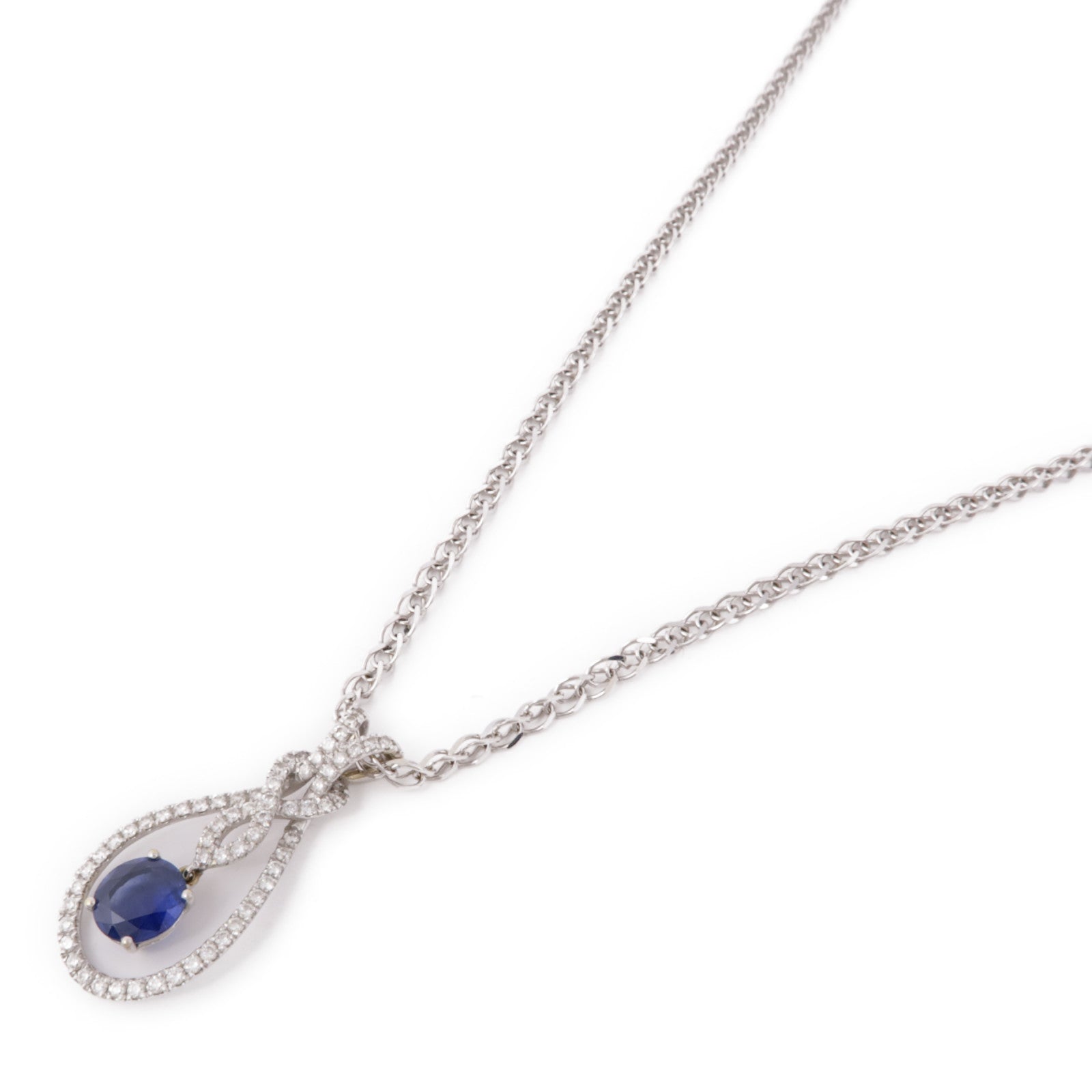 JEWELRY Sapphire Diamond Necklace 18K White Gold