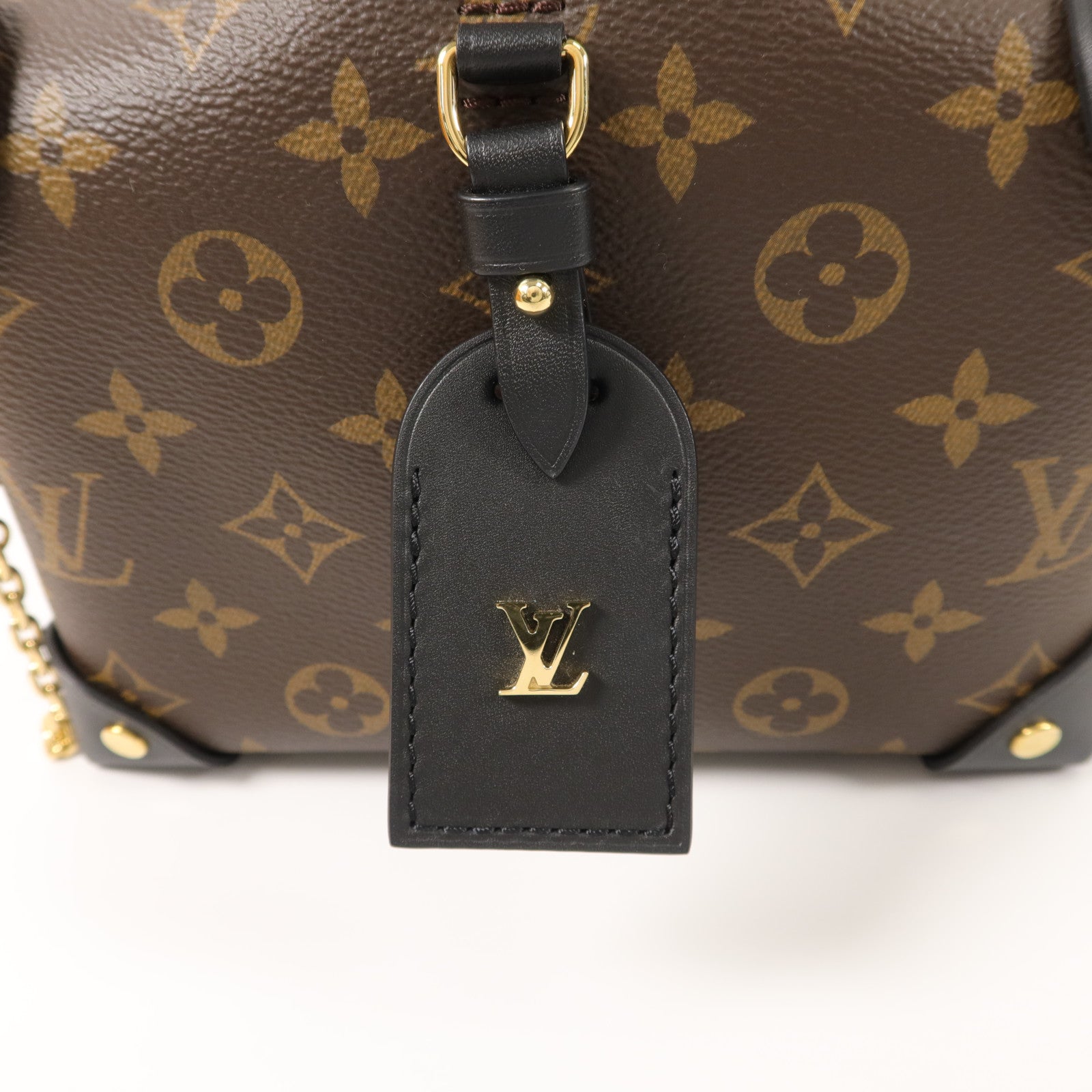 LOUIS VUITTON Monogram Petite Malle Souple金扣手挽肩背兩用袋棕色