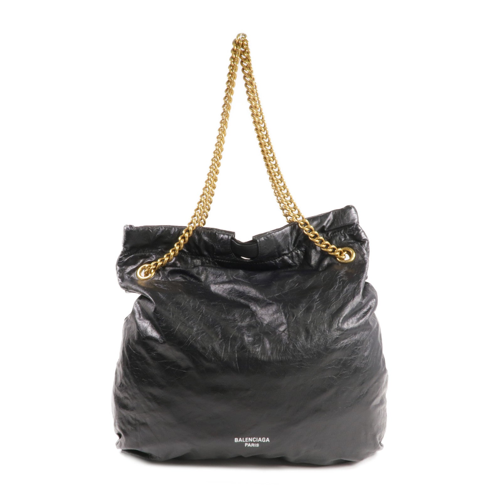 BALENCIAGA 牛皮皮革Crush Bag金扣鏈帶肩背袋