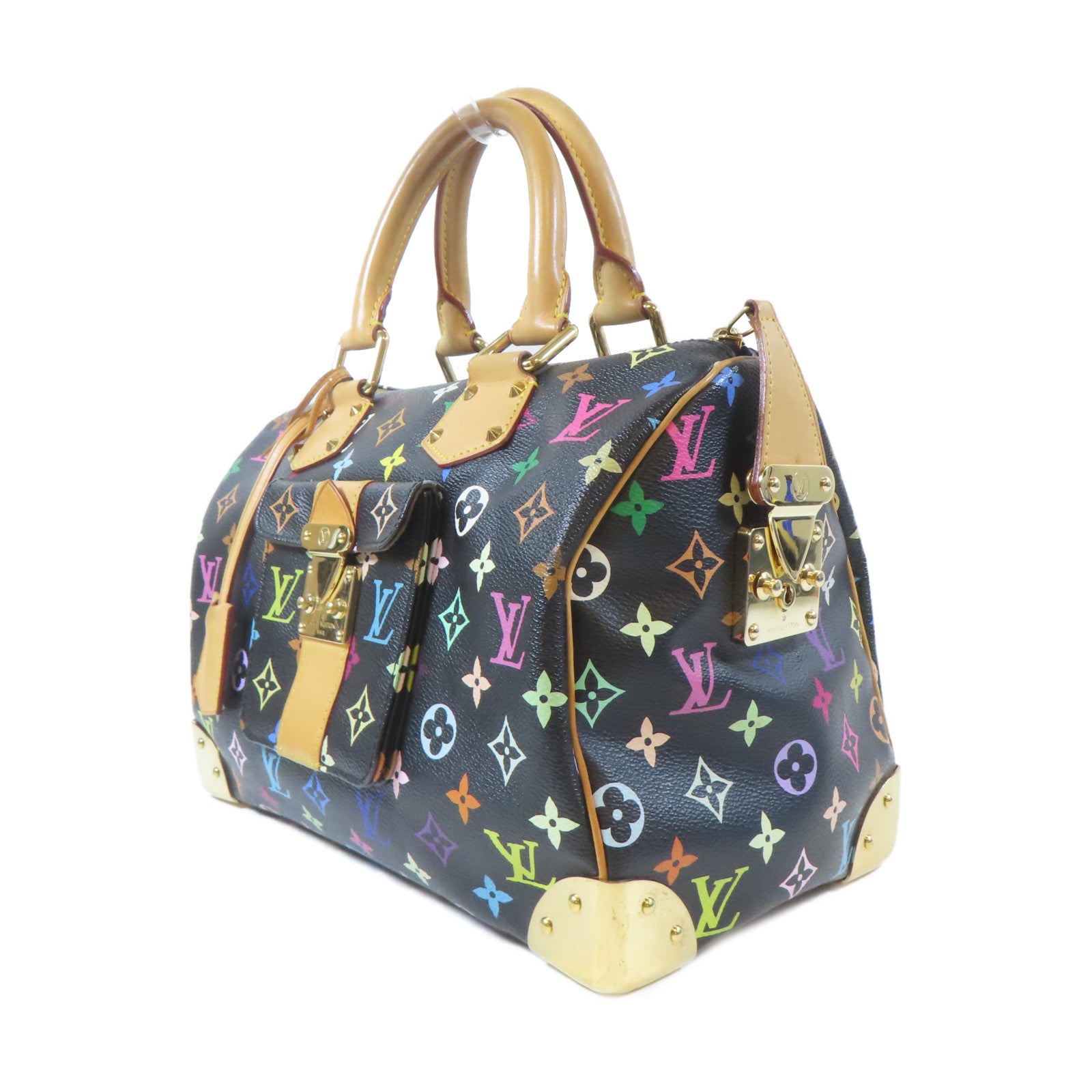 LOUIS VUITTON Monogram Multicolore Speedy 30金扣手挽袋黑色