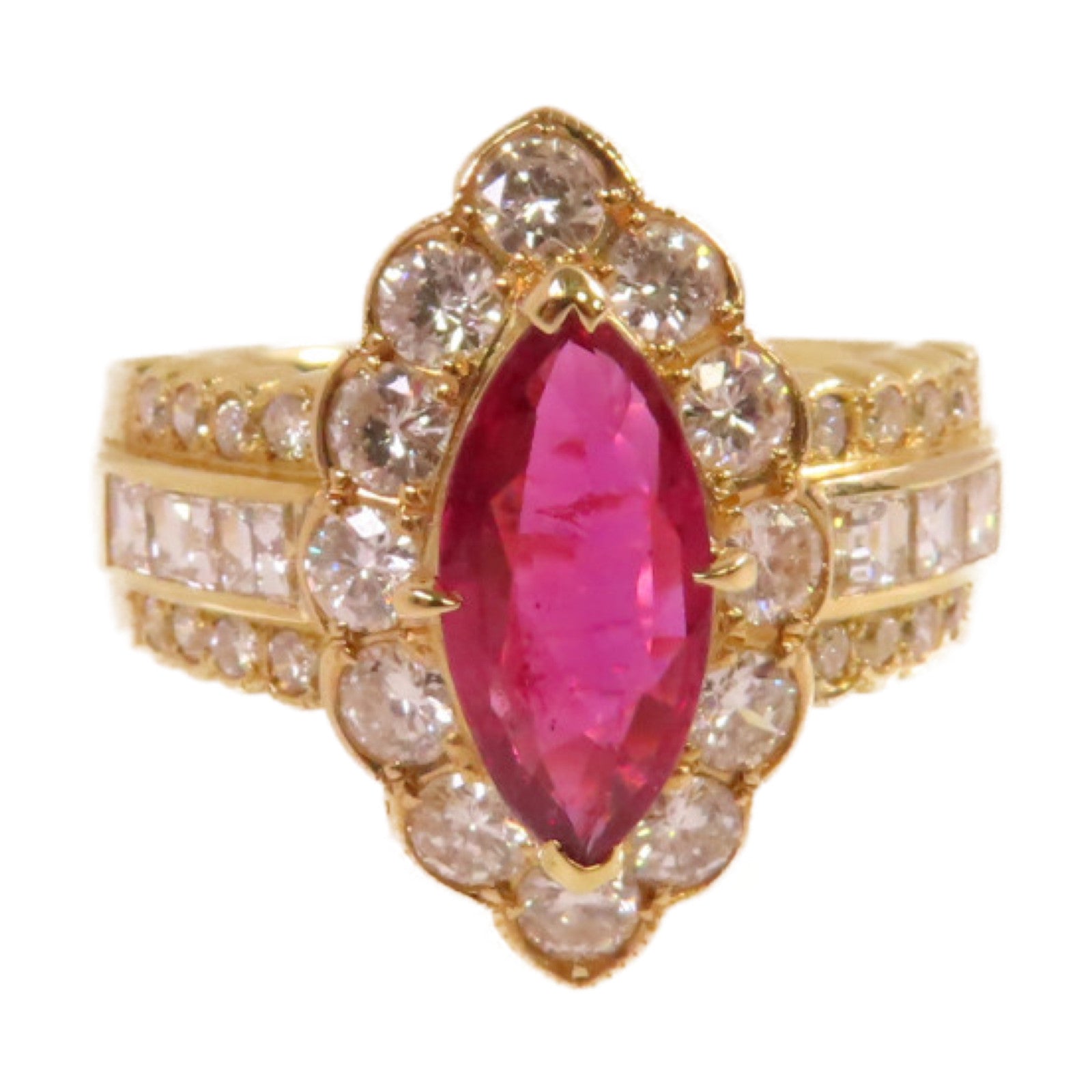 JEWELRY 【激減優惠】18K黃金/1.06ct紅寶石/1.09ct鑚石Ruby Diamond Ring戒指US#5.75