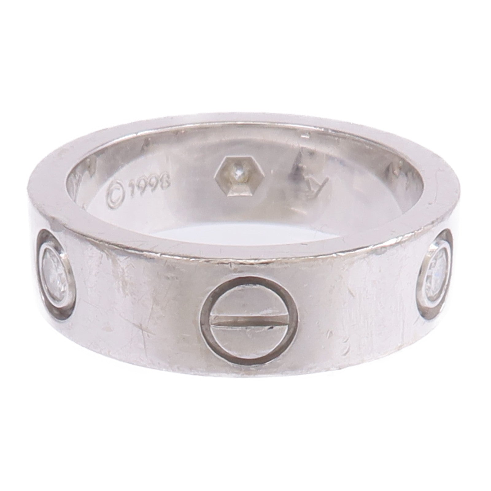 CARTIER 18K白金Love Ring 3 Diamonds鑽石戒指Cartier#51/US#5.75