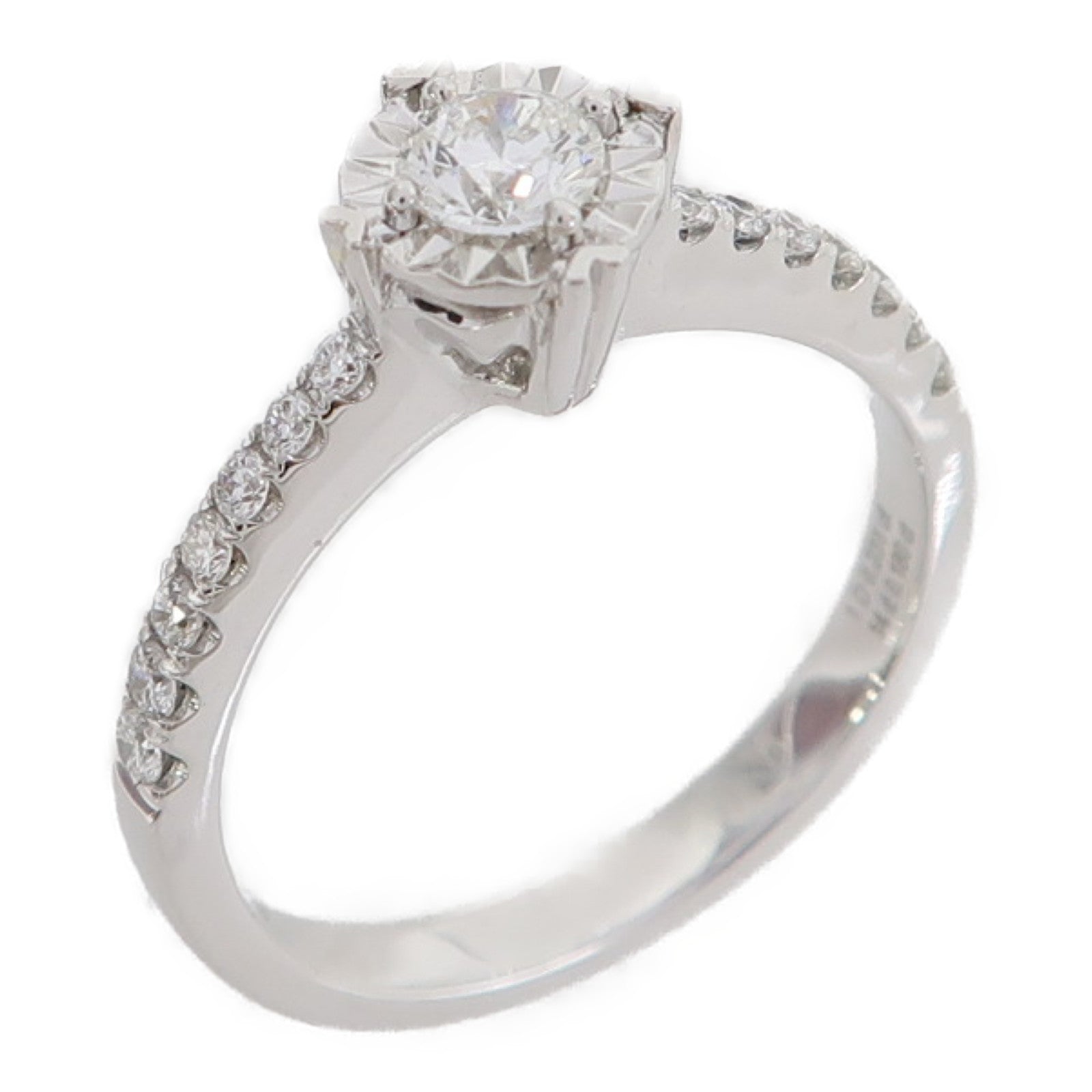 JEWELRY 18K白金Ring 0.23ct鑽石/0.18ct鑽石戒指US#5.75