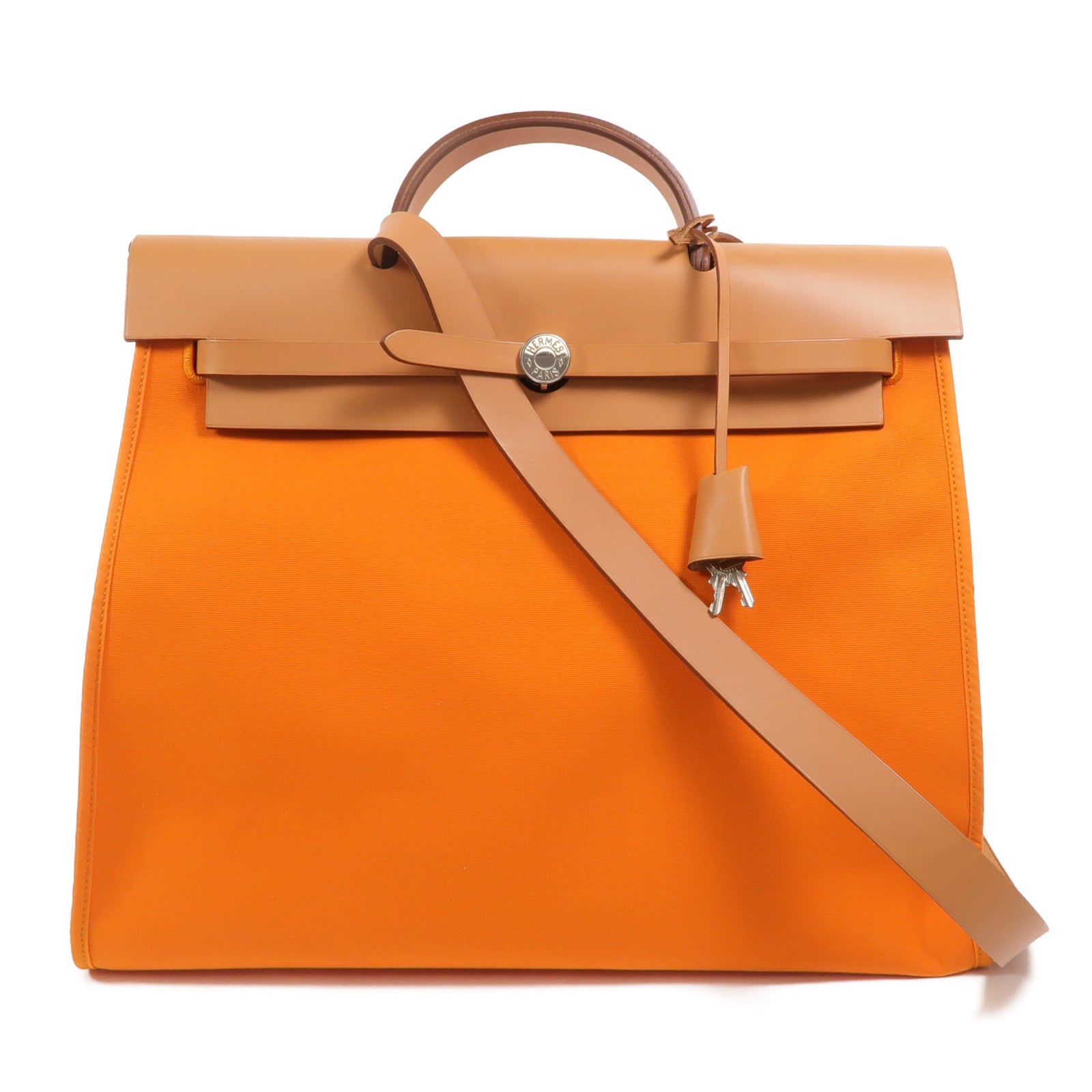 HERMES 帆布Herbag GM手挽肩背兩用袋Orange