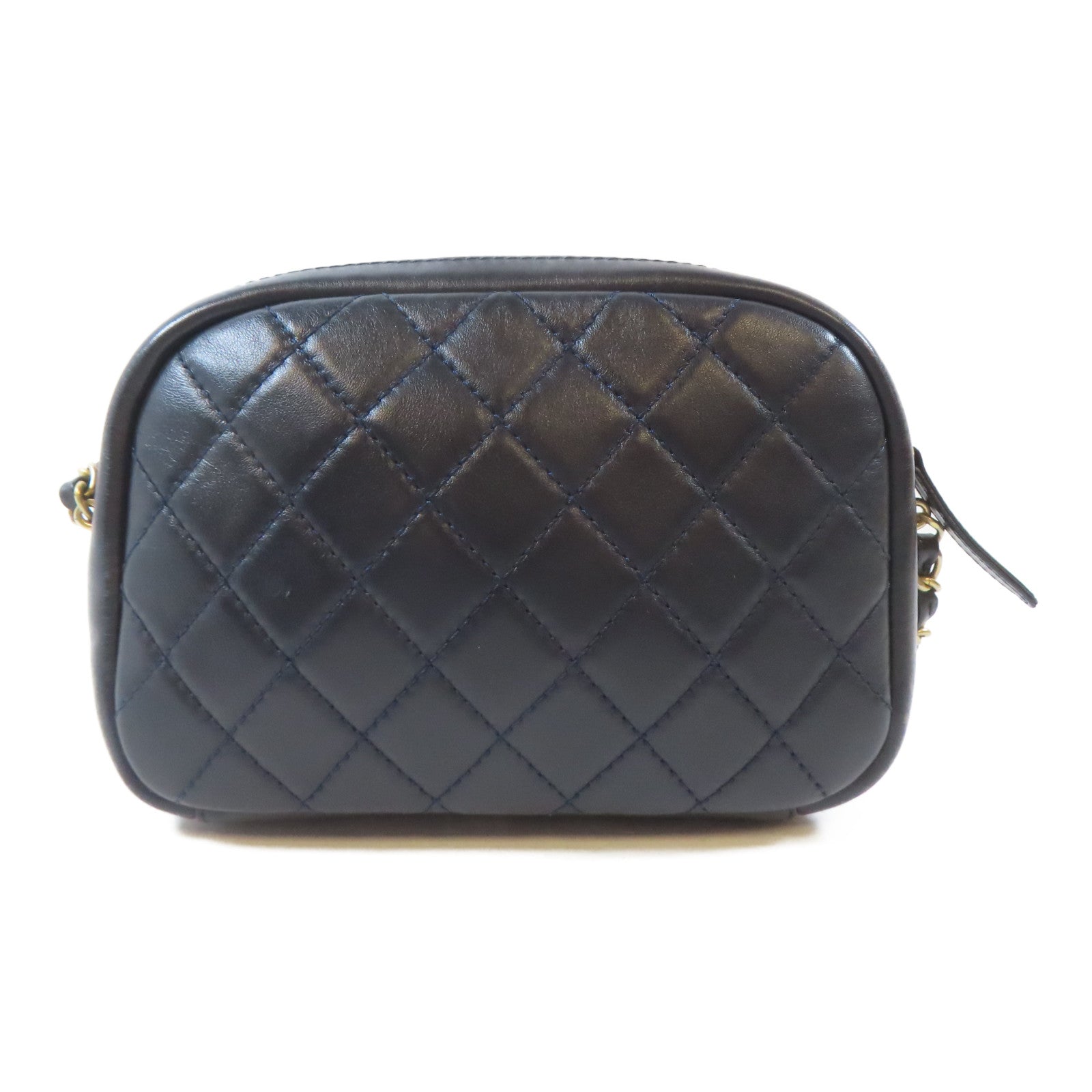 CHANEL 【激減優惠】菱格牛皮皮革Chain Shoulder Bag金扣肩背袋深藍色