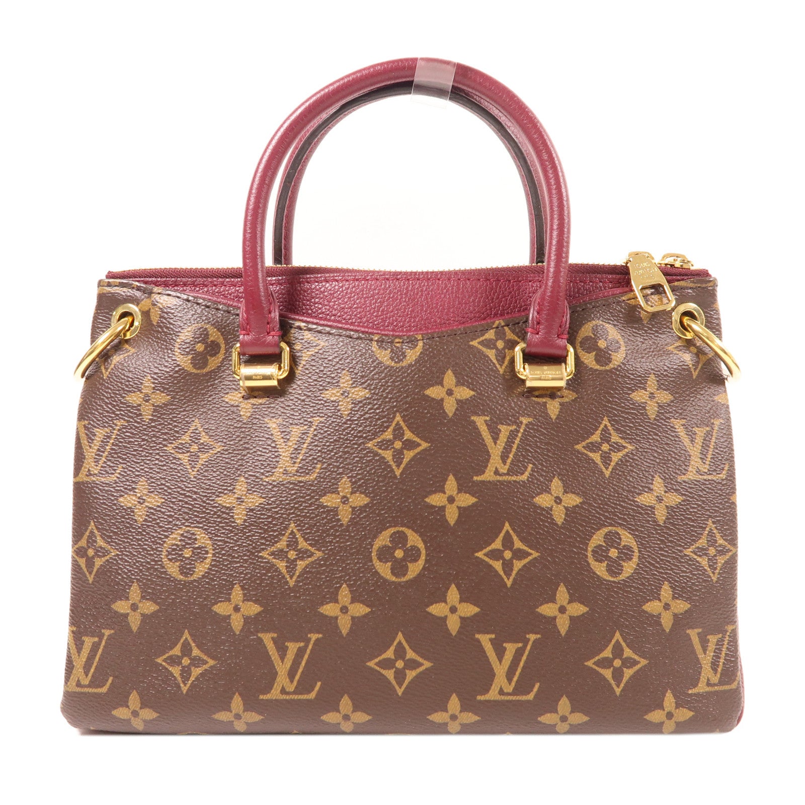 LOUIS VUITTON Monogram Pallas BB金扣手挽肩背兩用袋棕色/紫色