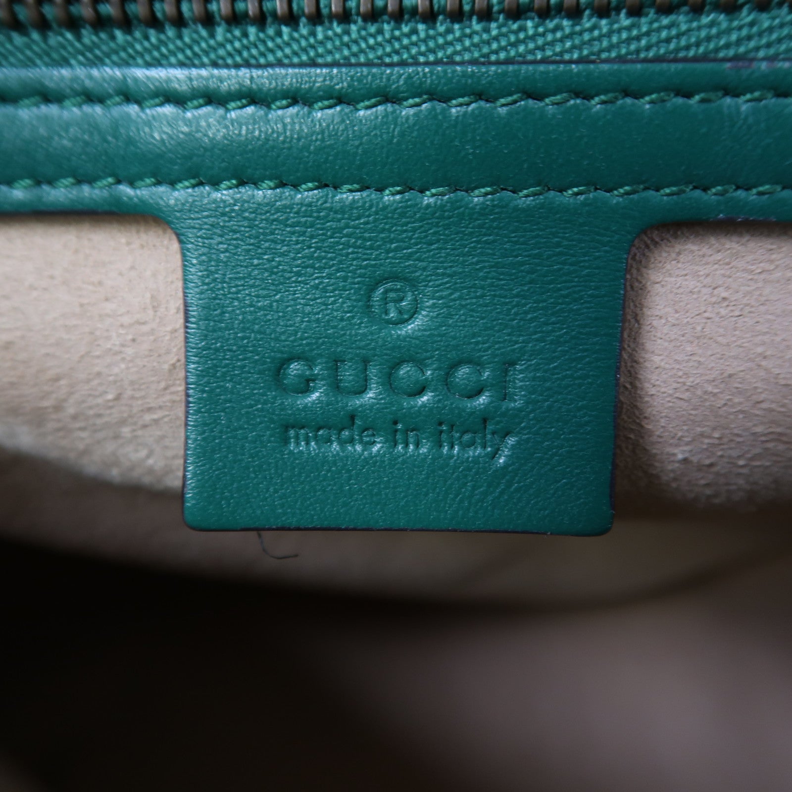 GUCCI 牛皮皮革GG Marmont Small Top Handle金扣手挽肩背兩用袋綠色
