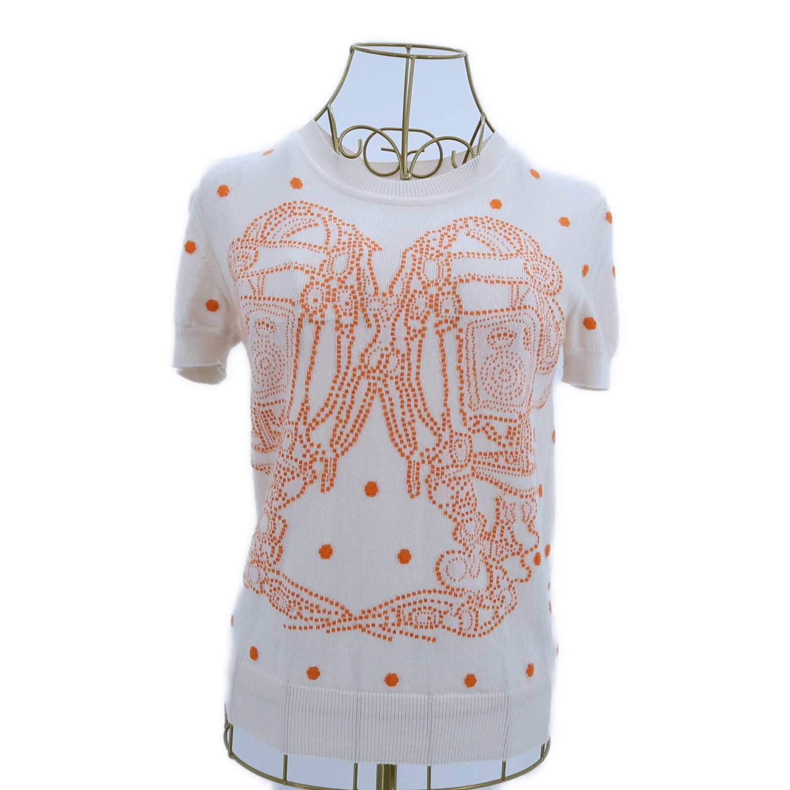 HERMES Cashmere/Cotton Brides De Gala Knit Top針織