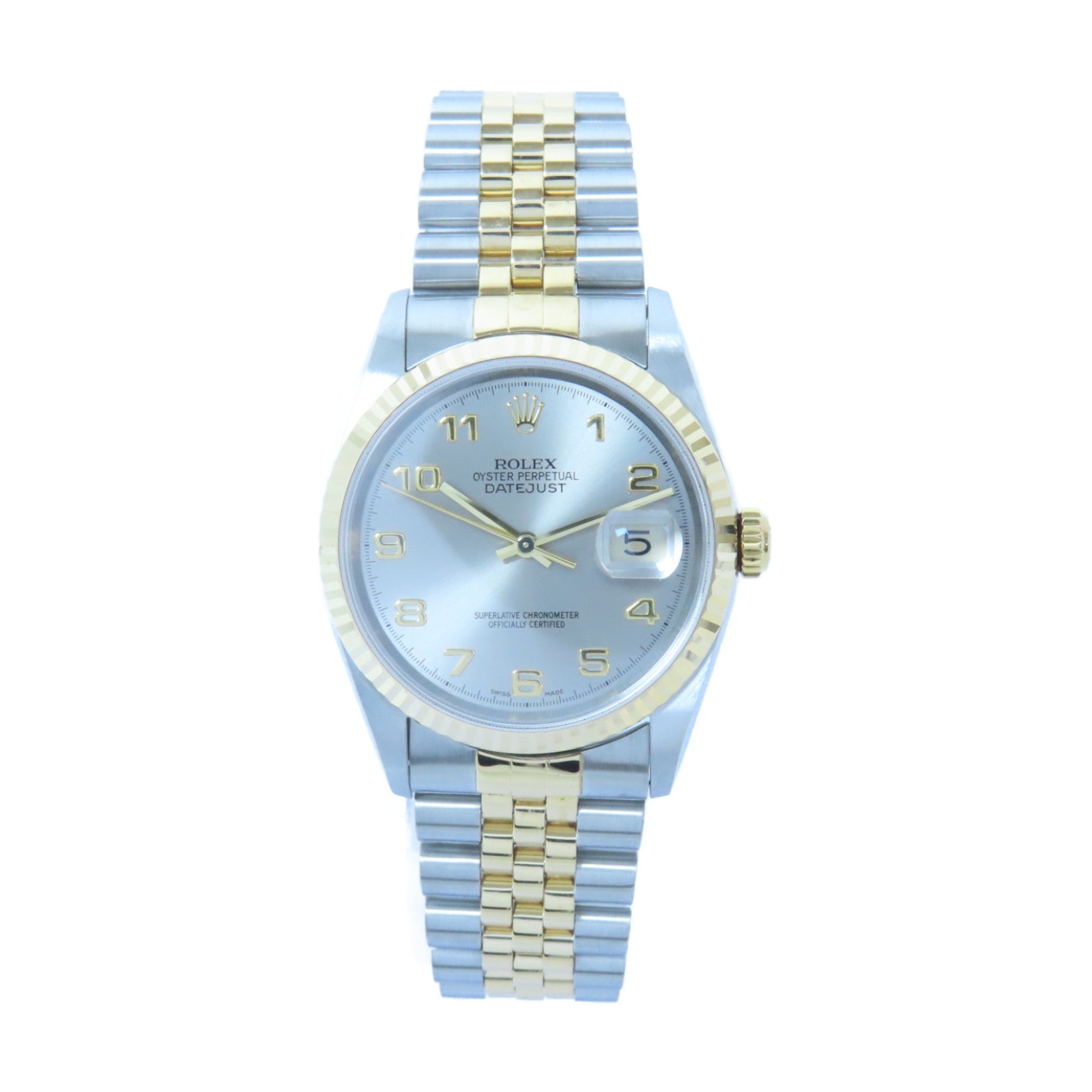 ROLEX Datejust 18K黃金/不鏽鋼手錶自動機芯銀色