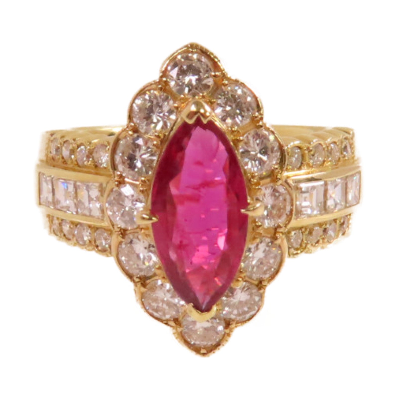 JEWELRY 【激減優惠】18K黃金/1.06ct紅寶石/1.09ct鑚石Ruby Diamond Ring戒指US#5.75
