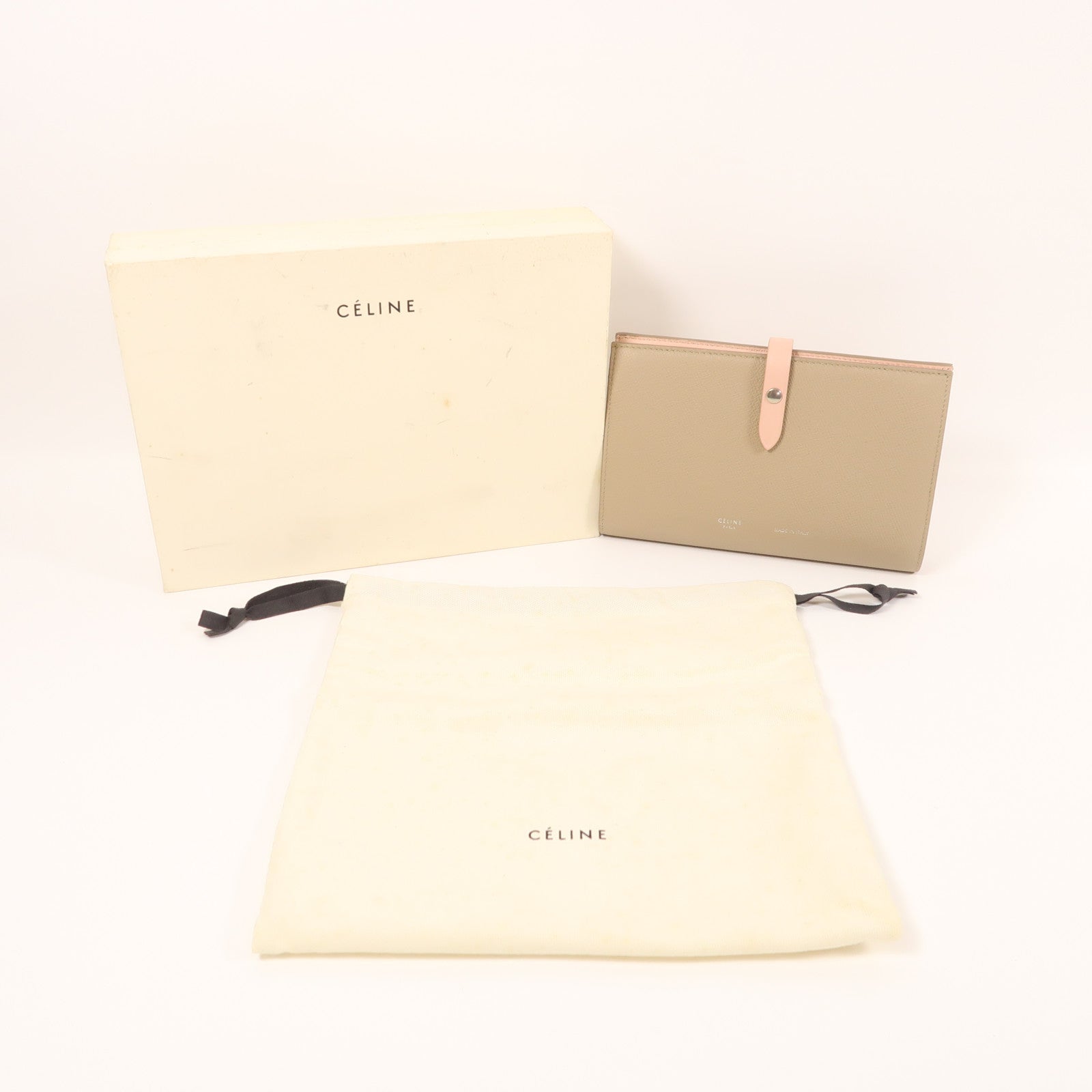 CELINE 牛皮皮革Long Wallet銀扣長錢包