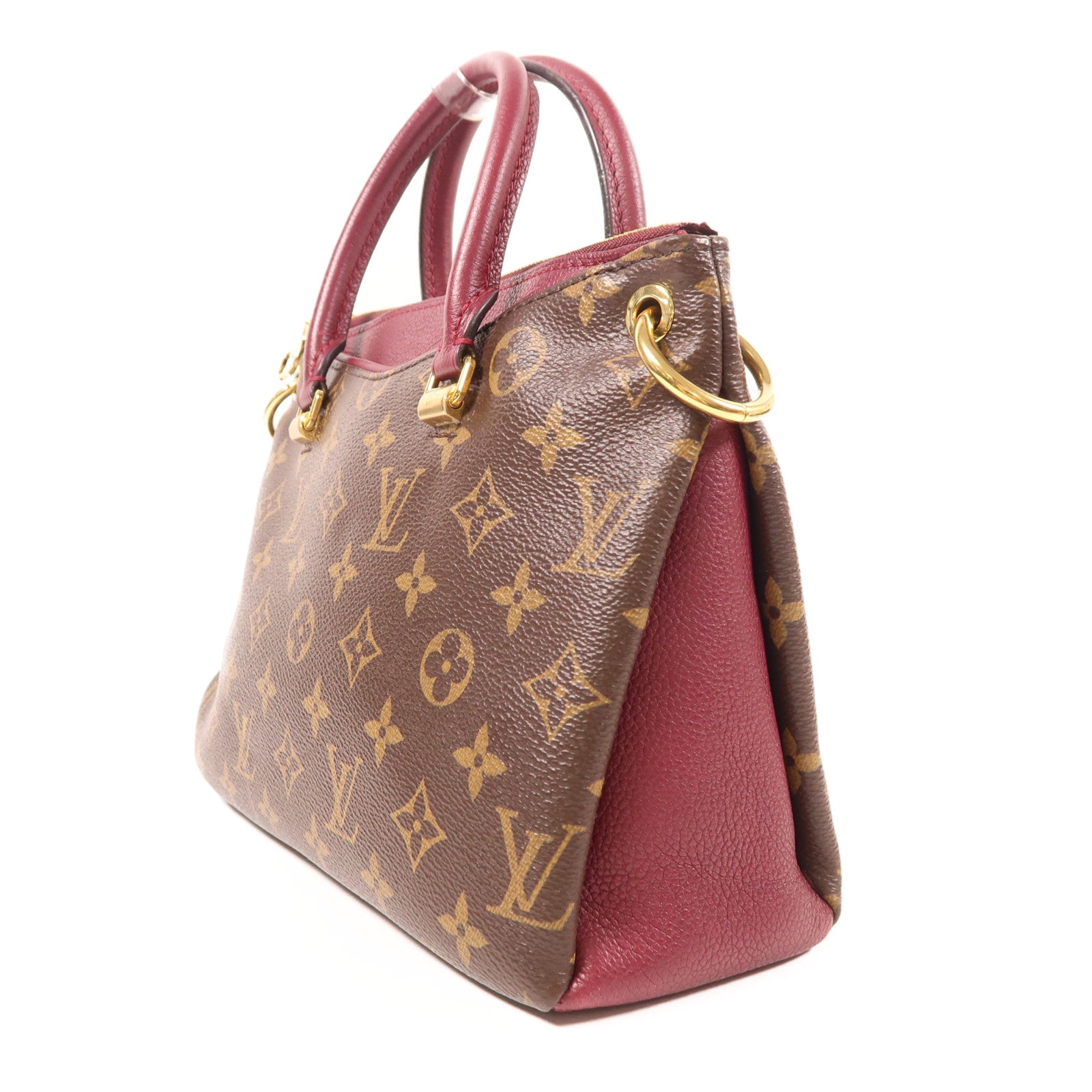 LOUIS VUITTON Monogram Pallas BB金扣手挽肩背兩用袋棕色/紫色