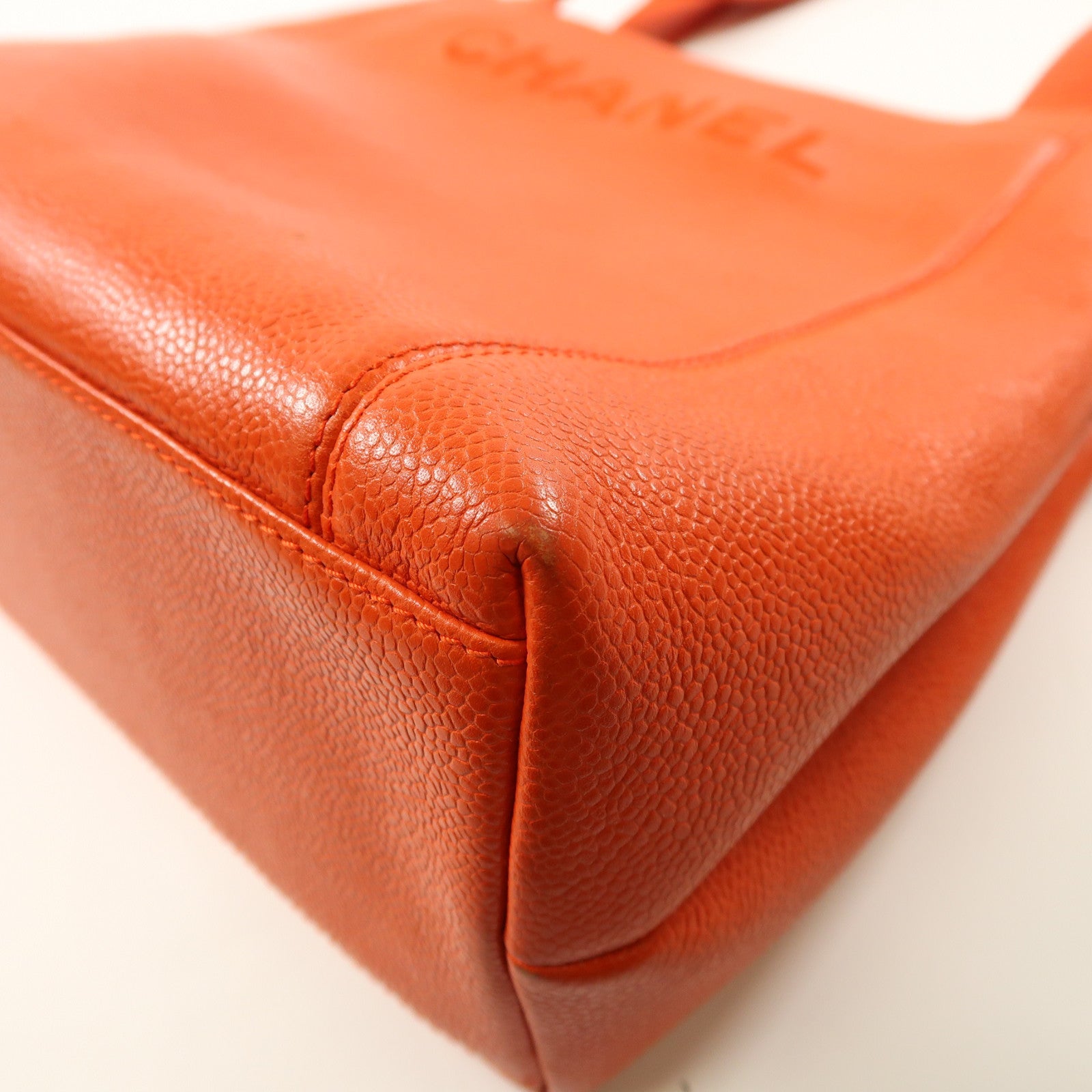 CHANEL (PRICE DOWN) CC GHW Shoulder Bag Calfskin Leather Orange