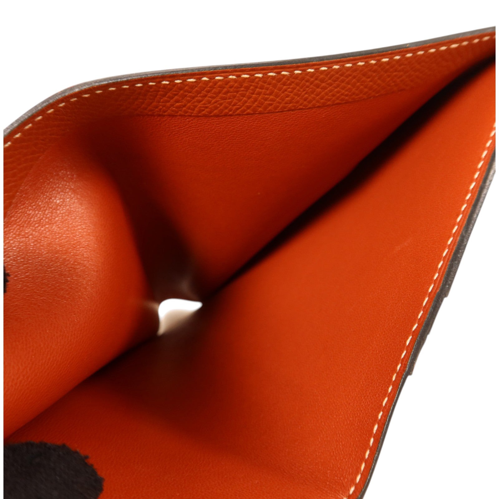HERMES Epsom皮革Bearn Compact Wallet銀扣錢包Rouge/Rouge Mayen