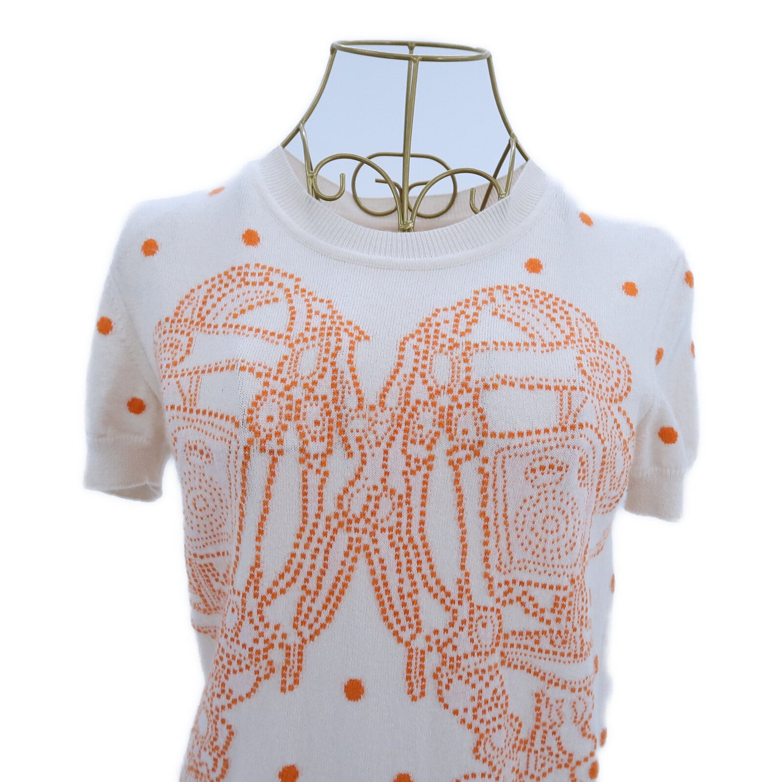 HERMES Cashmere/Cotton Brides De Gala Knit Top針織