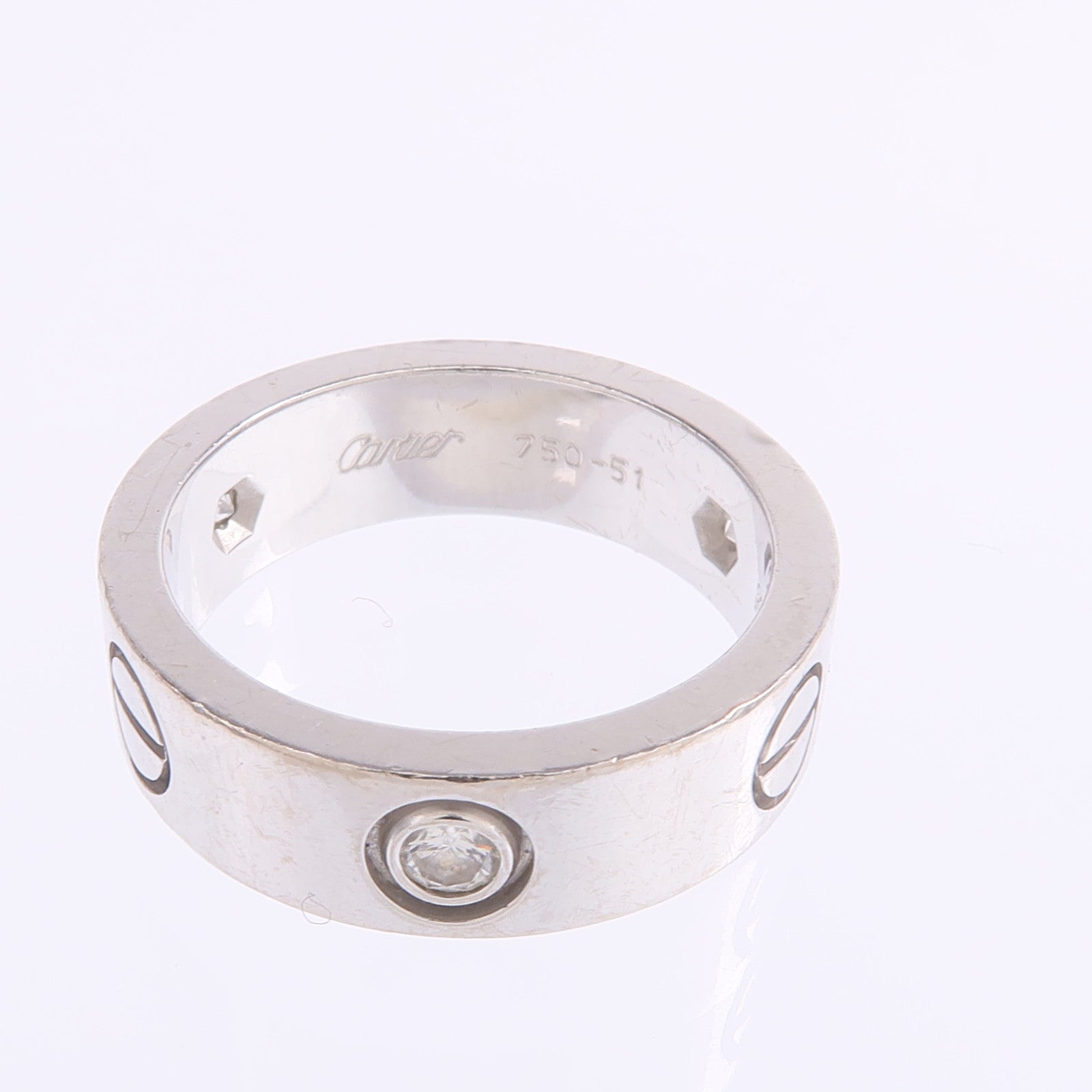 CARTIER 18K白金Love Ring 3 Diamonds鑽石戒指Cartier#51/US#5.75