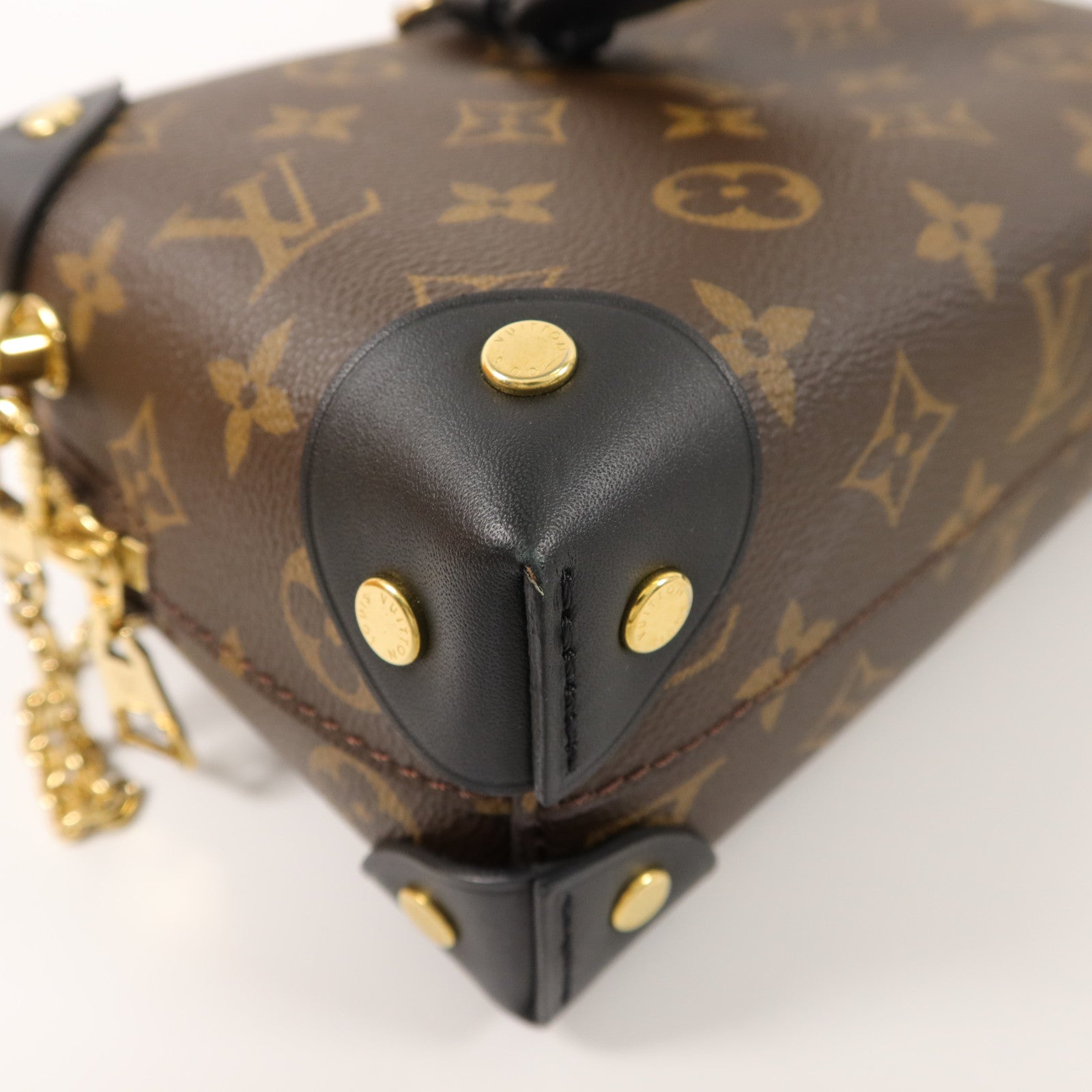 LOUIS VUITTON Monogram Petite Malle Souple金扣手挽肩背兩用袋棕色