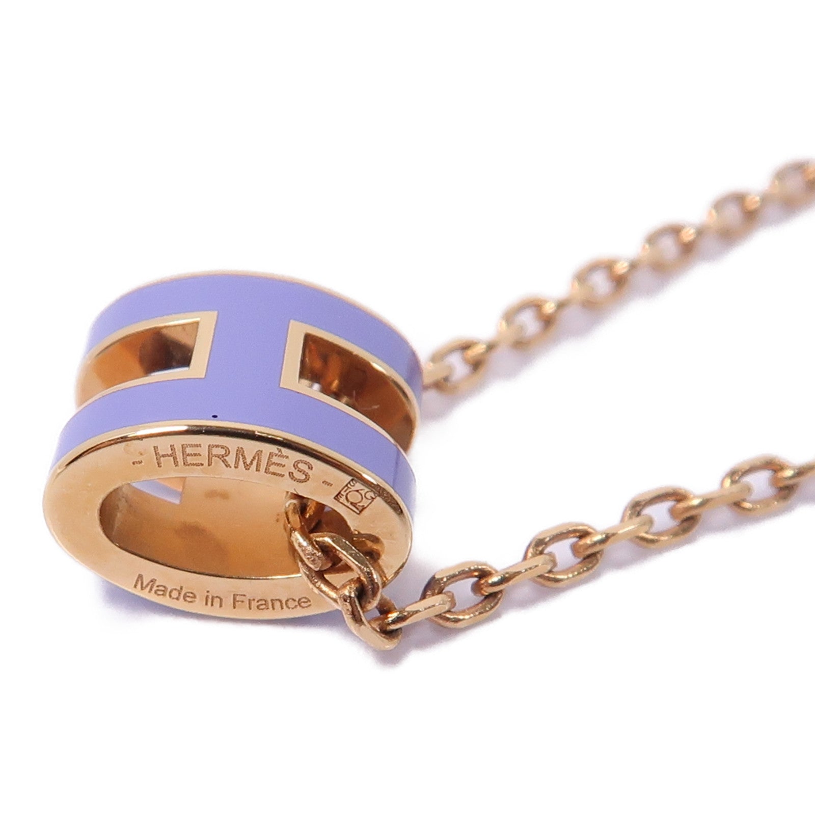 HERMES 金屬Mini Pop H Necklace項鍊紫色/金色
