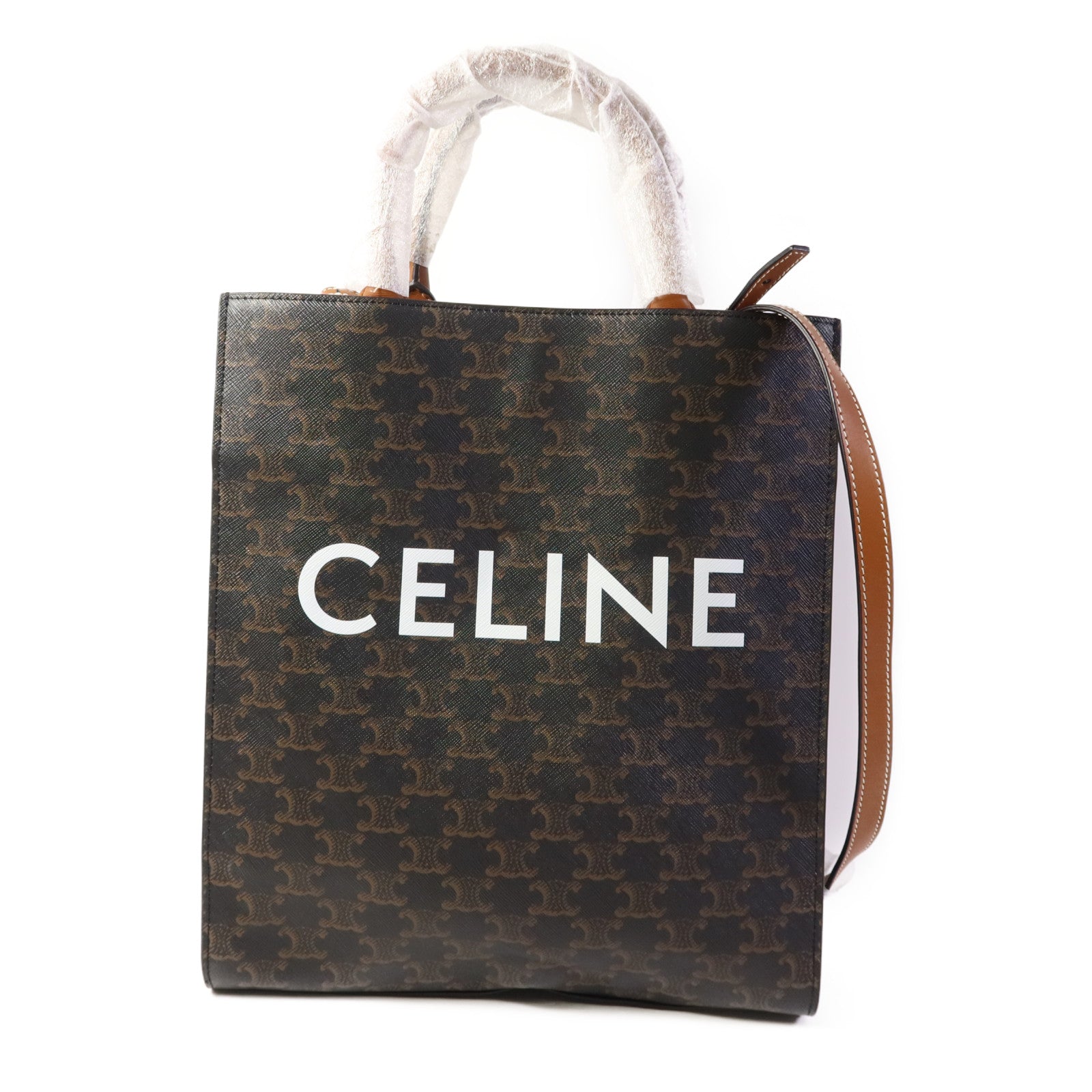 CELINE 塗層帆布Triomphe Cabas Tote Bag金扣手挽肩背兩用袋